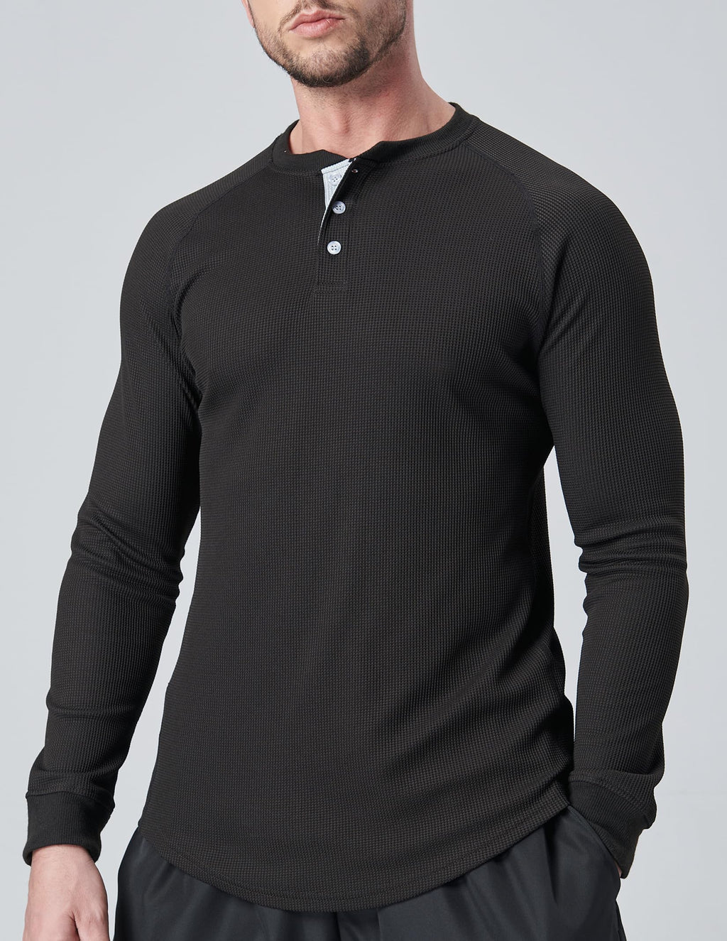Liberty Pro 3 Pack Mens Waffle Henley Thermal Long Sleeve Shirts, Casual Fitted Fall Shirts for Men