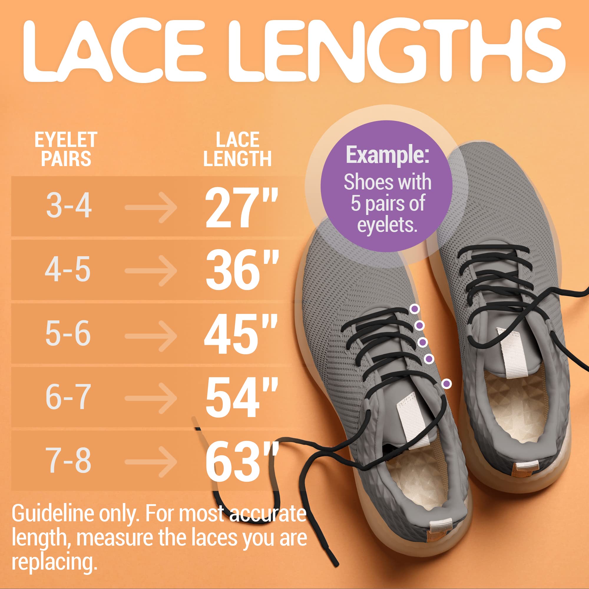 Miscly Round Shoelaces [1 Pair] 5/32″ Thick - For Shoes, Sneakers & Boots