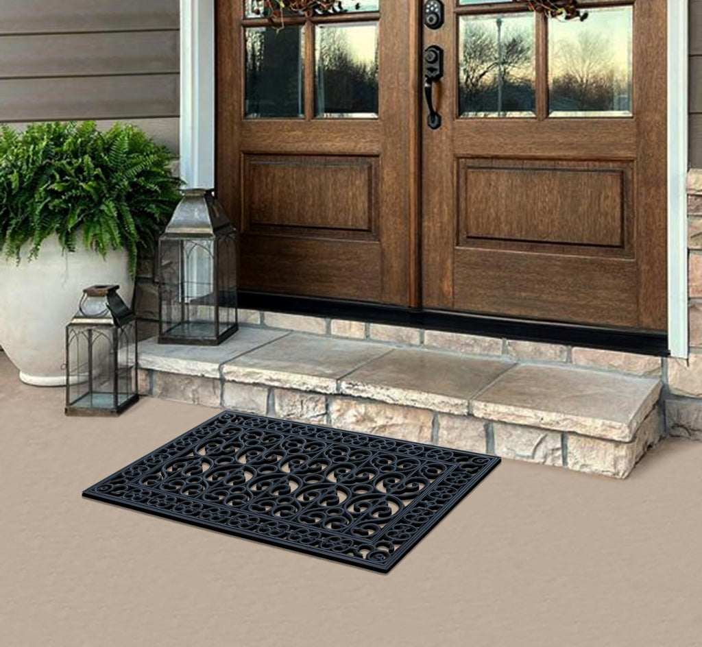 A1 Home Collections 19-LB Heavy Duty Rubber Doormat 24"×57" - Won't Blow Away | Outside Front Door Mat, Mud Dirt Scraper, Non-Slip Drainage Mat for Entryway Patio Garage, All-Weather, 100% Rubber Mats