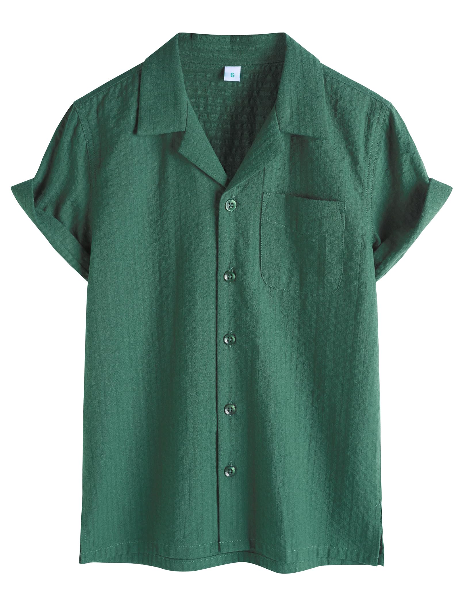 VATPAVE Boys Button Down Shirt Short Sleeve Casual Hawaiian Shirt Cuban Collar Summer Beach Shirts with Pocket