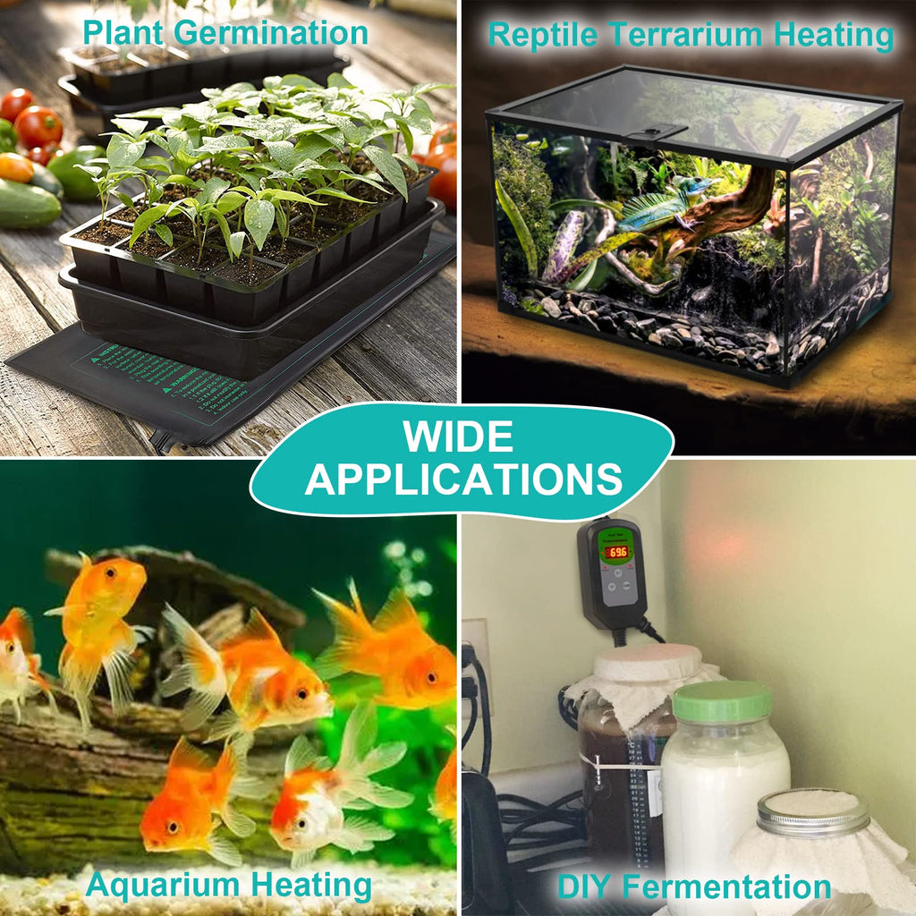 Seedling Heat Mat Hydroponic Plants Heating Pad, Seed Starting Greenhouse and Germination, Waterproof Durable Heating Pad for Indoor Home Gardening Seed Starter(10“x20.75”)