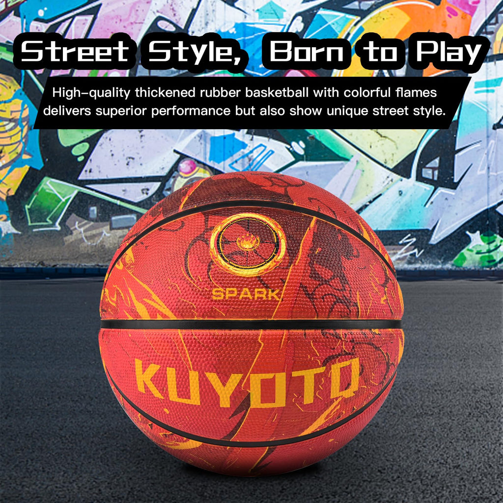 KUYOTQ Kids Youth Adult Size 3/4/5/6/7 (22/25.5/27.5/28.5/29.5") Basketball Premium Rubber or Faux Leather Basketball Indoor Outdoor Basketball for Boys Girls Womens Mens Basketball Gifts (Deflated)