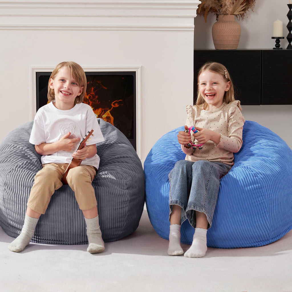 Homguava Bean Bag Chair,Teardrop Bean Bags Small Beanbag Chair with Memory Foam Filled and Ultra Soft Corduroy Cover for Living Room, Bedroom (Black 2FT)
