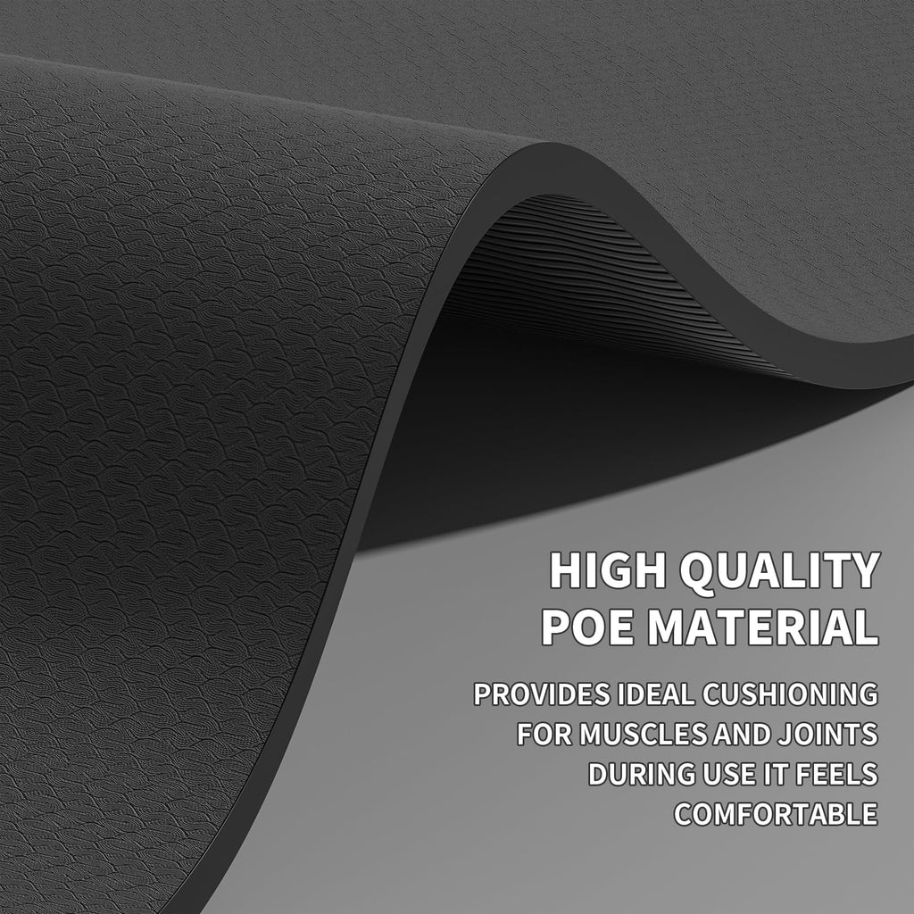 Large Yoga Mat (6'x 4')-POE 0.28''/0.32''/0.4'' Thick Fitness Mat, Eco-Friendly Exercise Mat for Home Workouts, Ideal for Yoga and Pilates