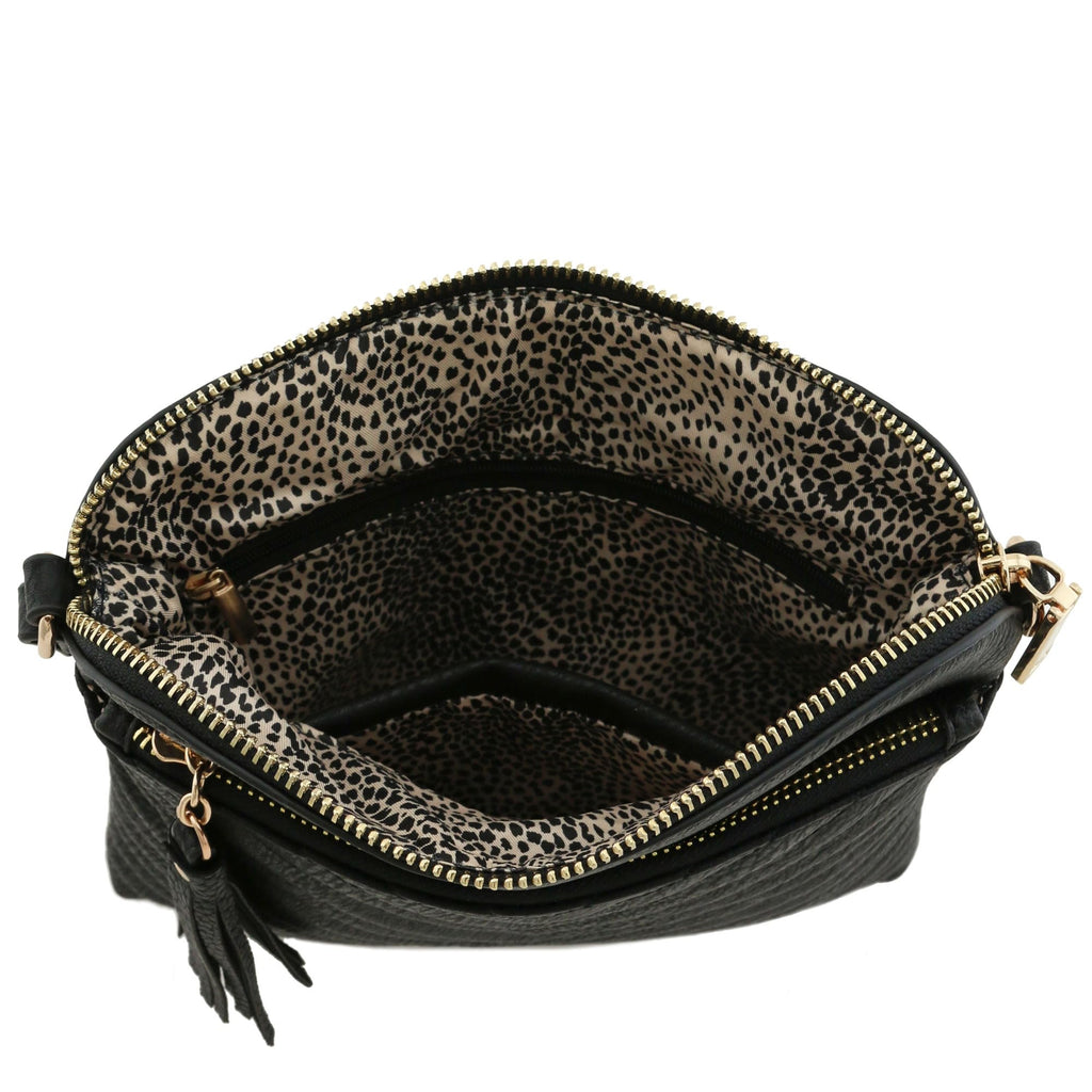 FashionPuzzle Chevron Quilted Medium Crossbody Bag with Tassel Accent