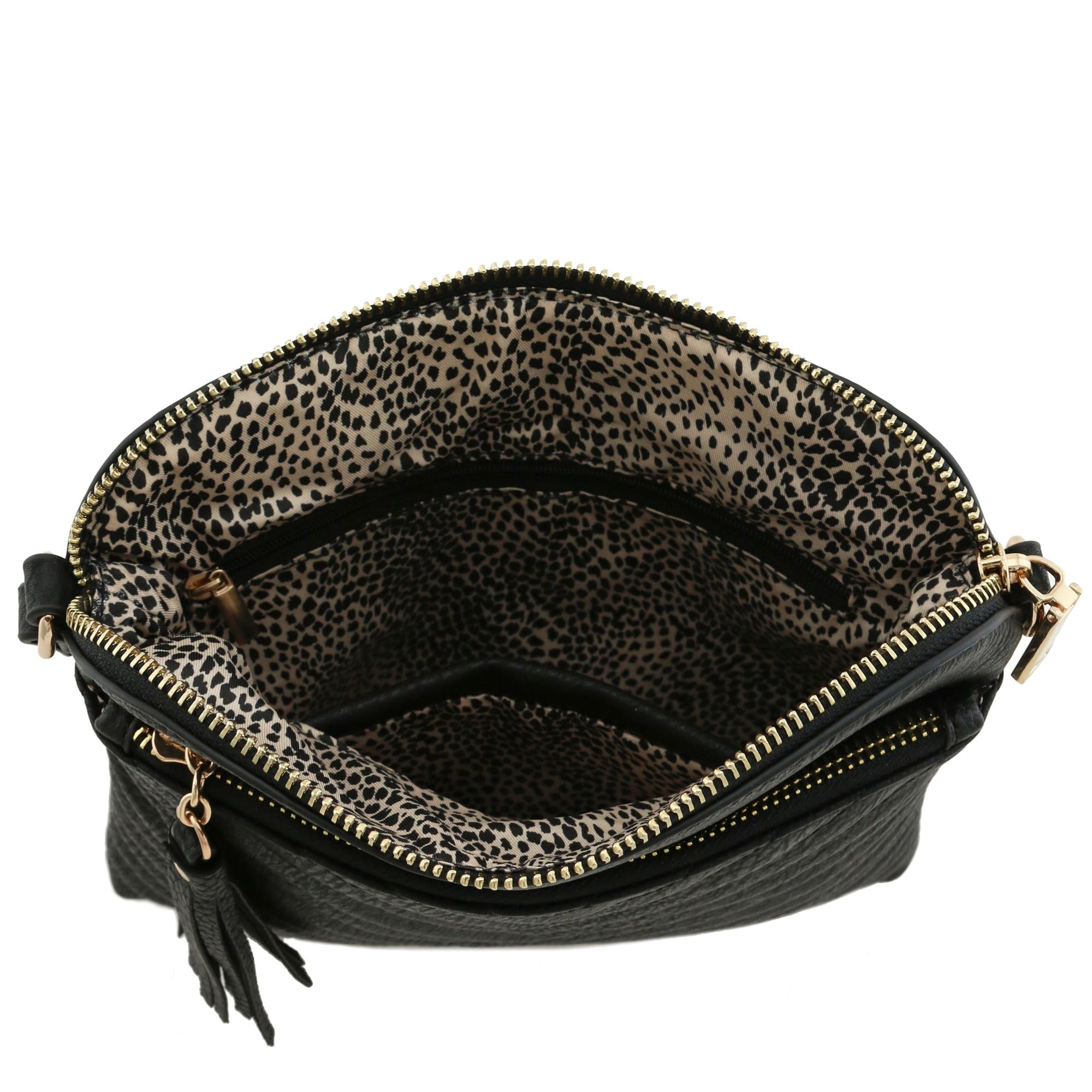 FashionPuzzle Chevron Quilted Medium Crossbody Bag with Tassel Accent