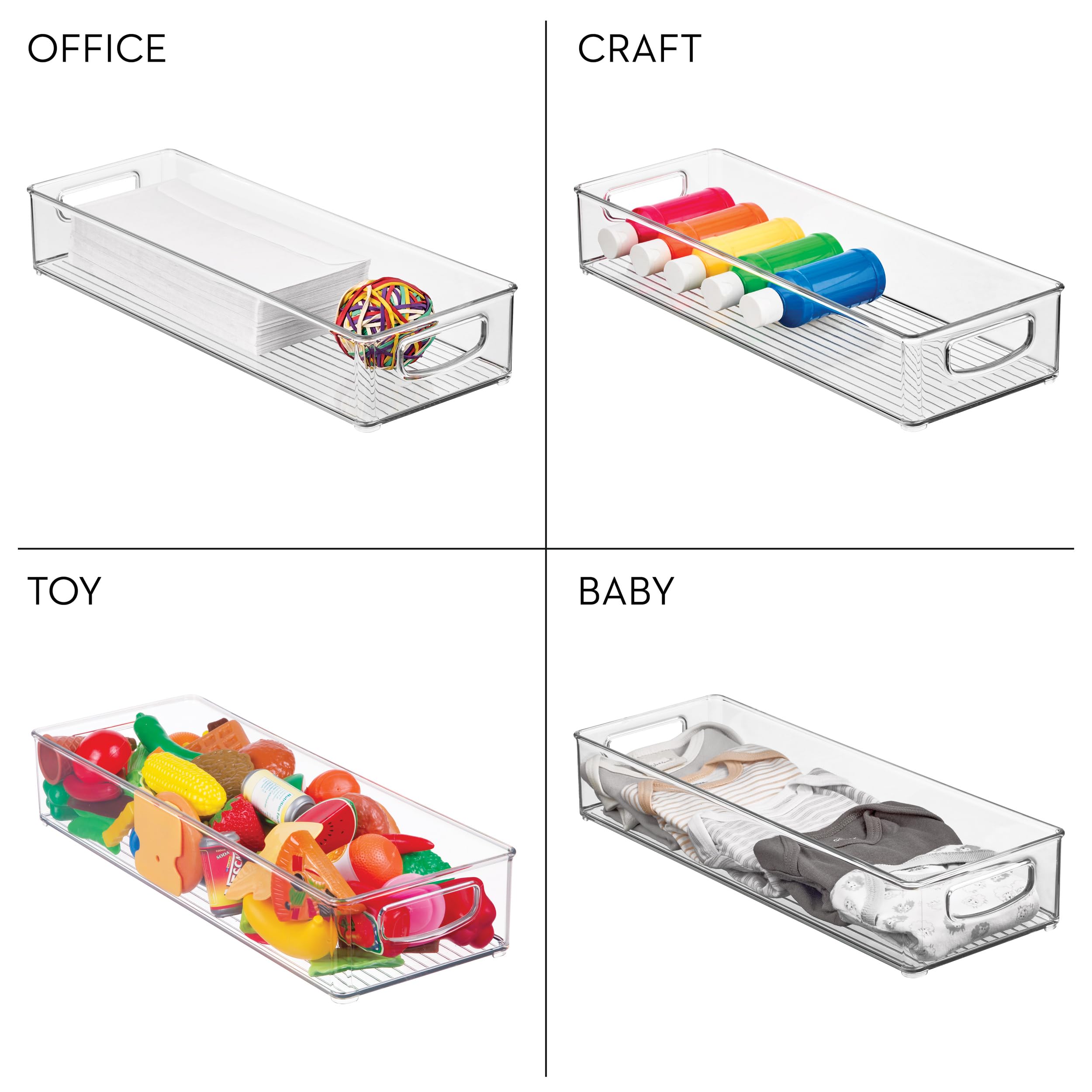 iDesign Slim Extra Long Clear Storage Bin | Narrow, Stackable, Kitchen or Pantry Organizer