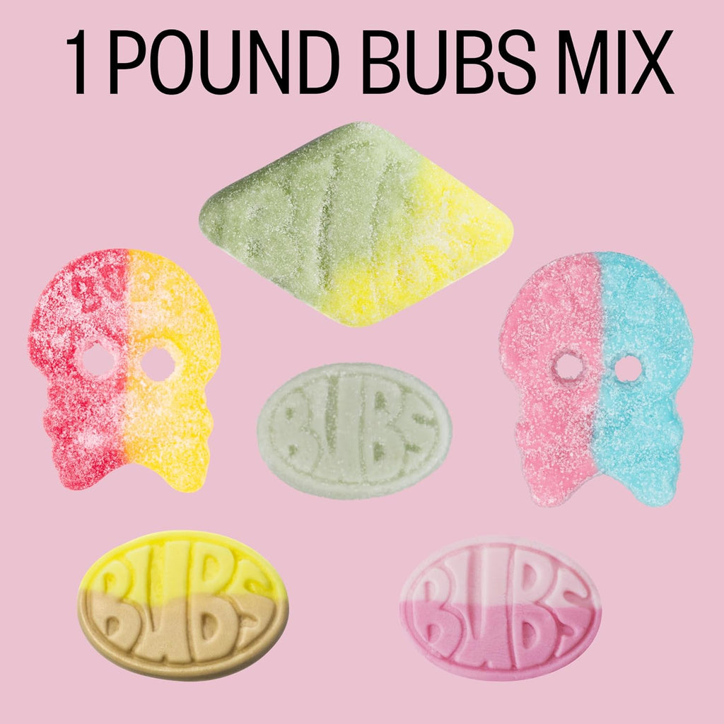 BUBS Swedish Candy Mix 1 lb - Authentic Sweet and Sour Swedish Gummies - Gelatin-Free Vegan Gummy Candy Assortment, Imported from Sweden - Foam Candy - Big Ovals, Dizzy Skulls, Tutti Frutti and More