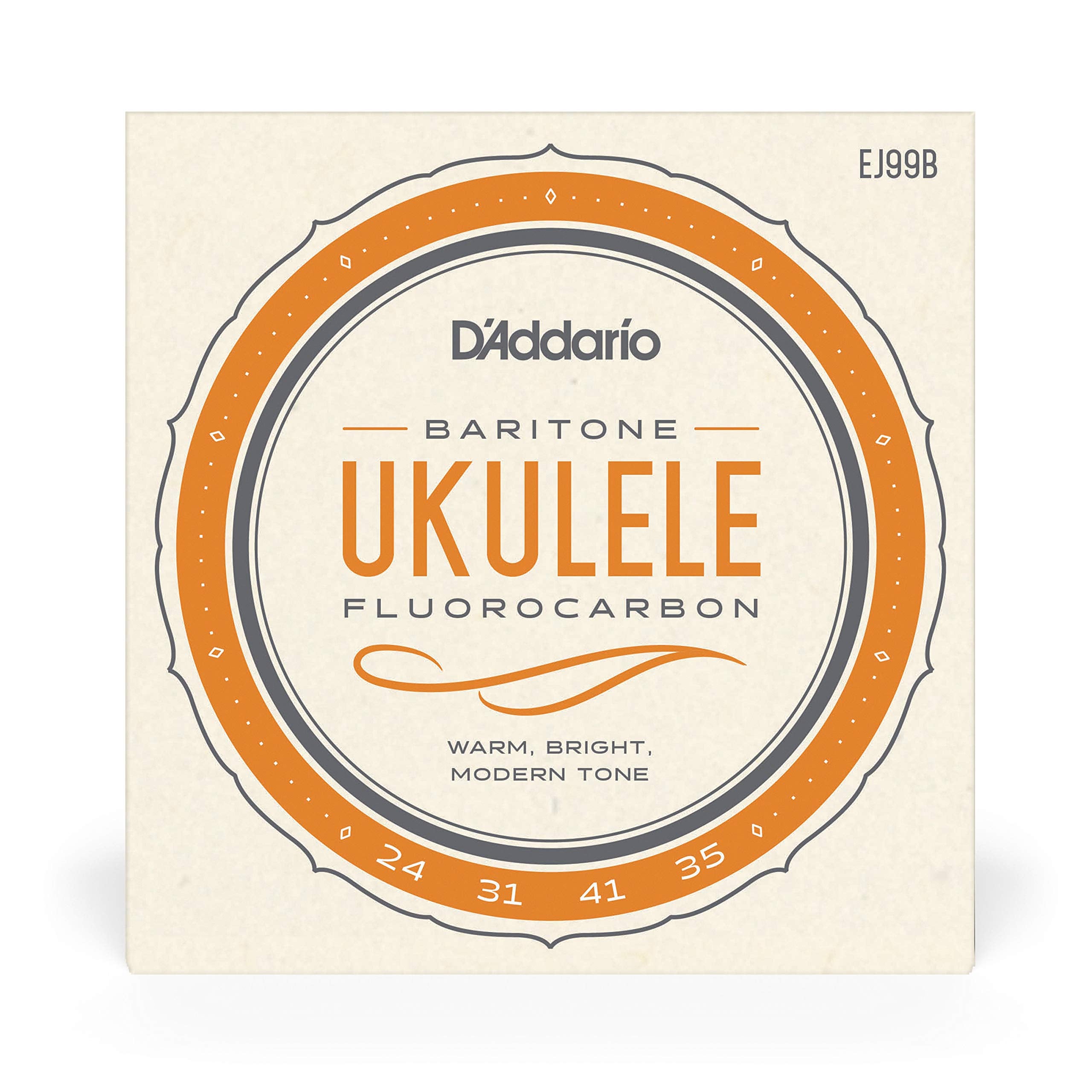 D'Addario Baritone Ukulele Strings, Fluorocarbon, EJ99B, 4-String Set, Pack of 1