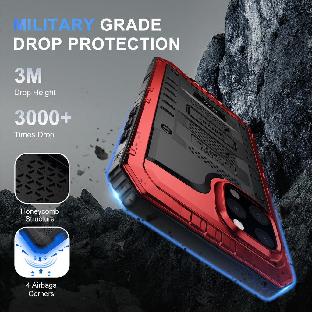 Beasyjoy for iPhone SE 2022/2020/ 8/7 Metal Case, Waterproof Heavy Duty Case with Screen Protector, Full Body Protection Military Grade Shockproof Defender Durable Sturdy Rugged Aluminum Cover, Black