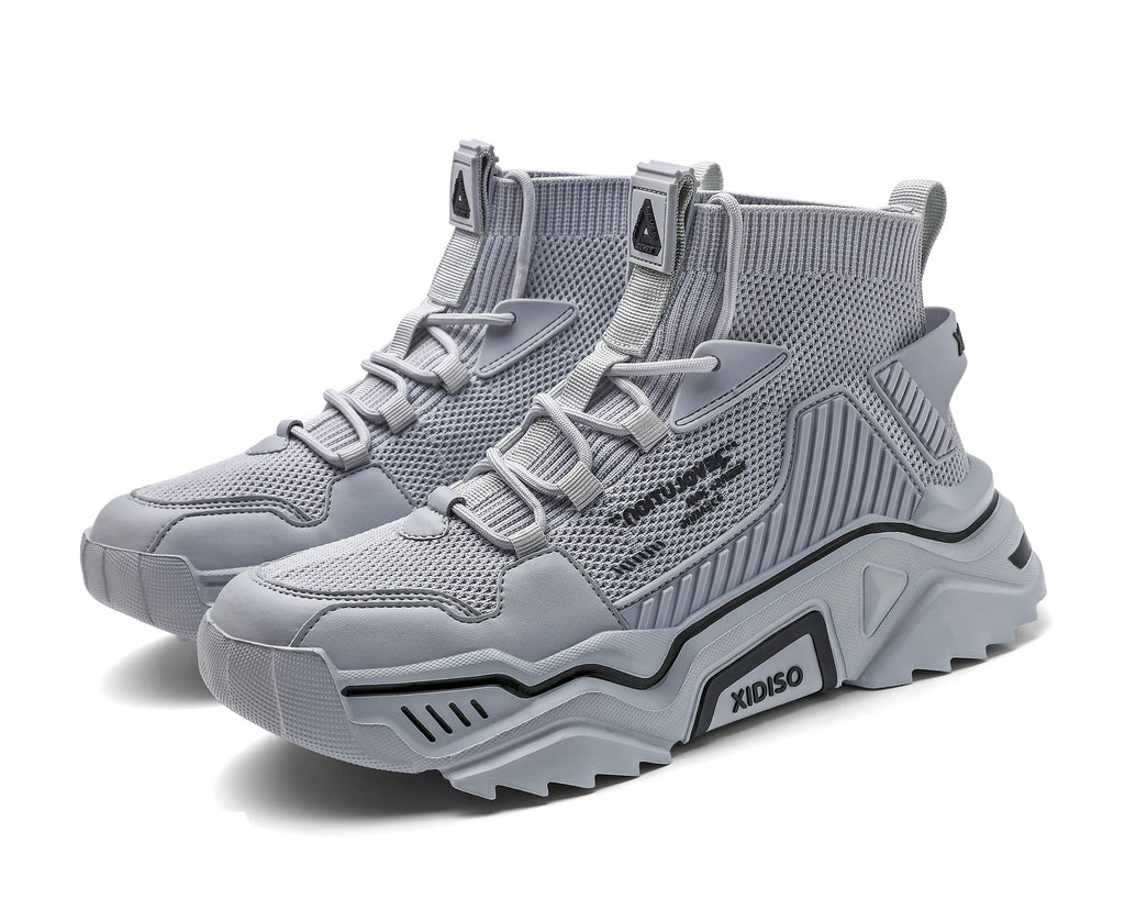 SANNAX Fashion Shoes for Mens High Top Casual Walking Shoes Non Slip Breathable Mesh Lightweight Sneakers