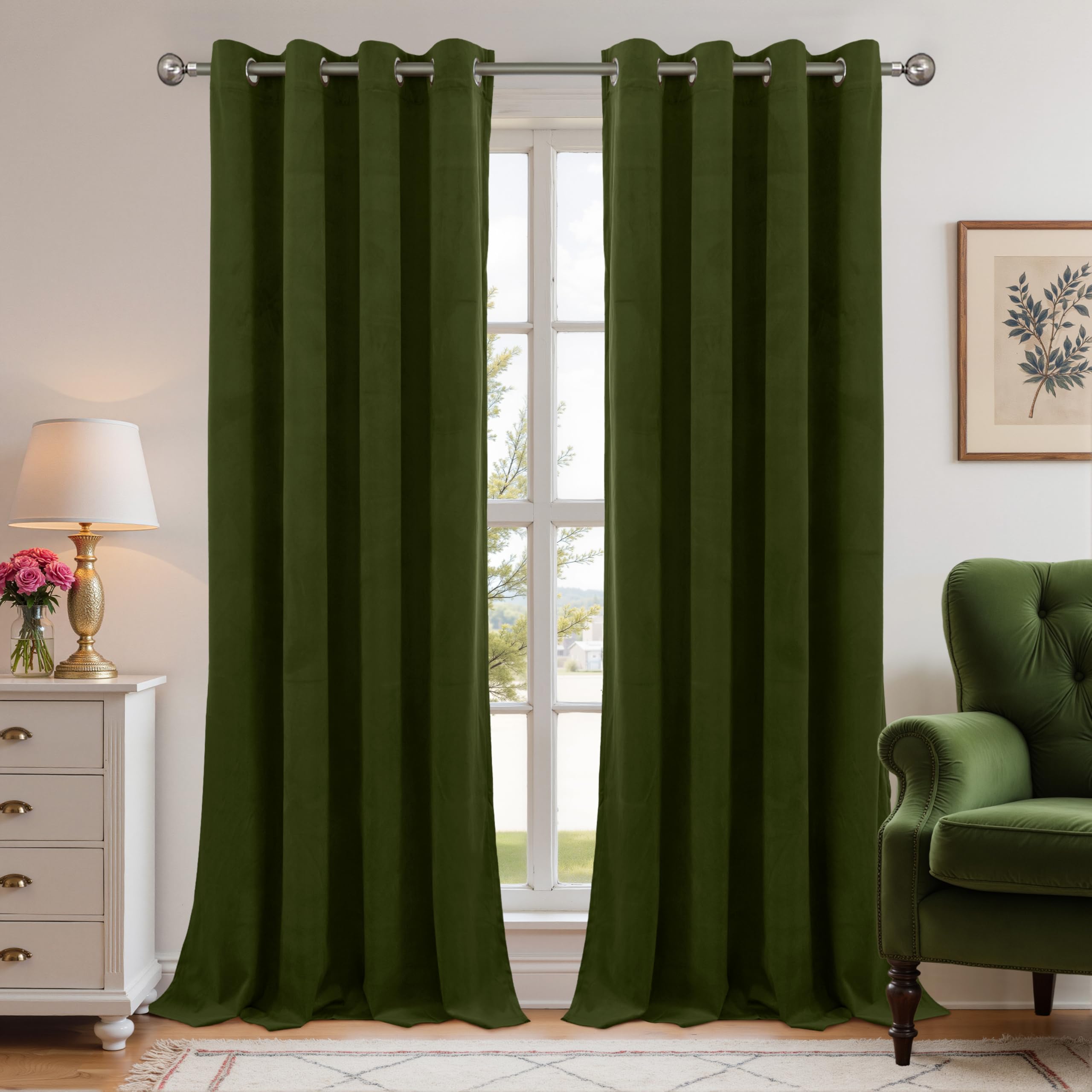 YoungsTex Velvet Black Out Curtains 63 Inches Long for Bedroom, Grommet Thermal Insulated Drapes Room Darkening Privacy for Living Room, Black, 2 Panels, 52 X 63 Inch