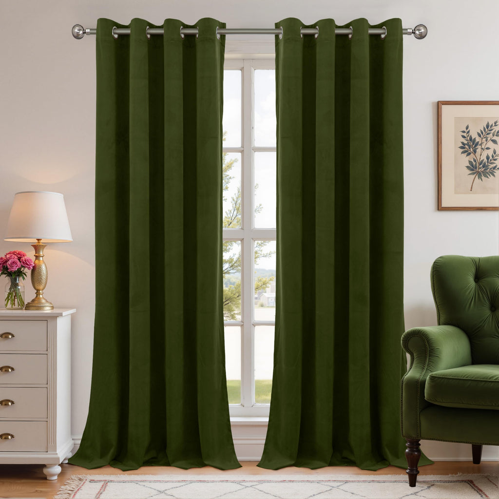 YoungsTex Velvet Black Out Curtains 63 Inches Long for Bedroom, Grommet Thermal Insulated Drapes Room Darkening Privacy for Living Room, Black, 2 Panels, 52 X 63 Inch