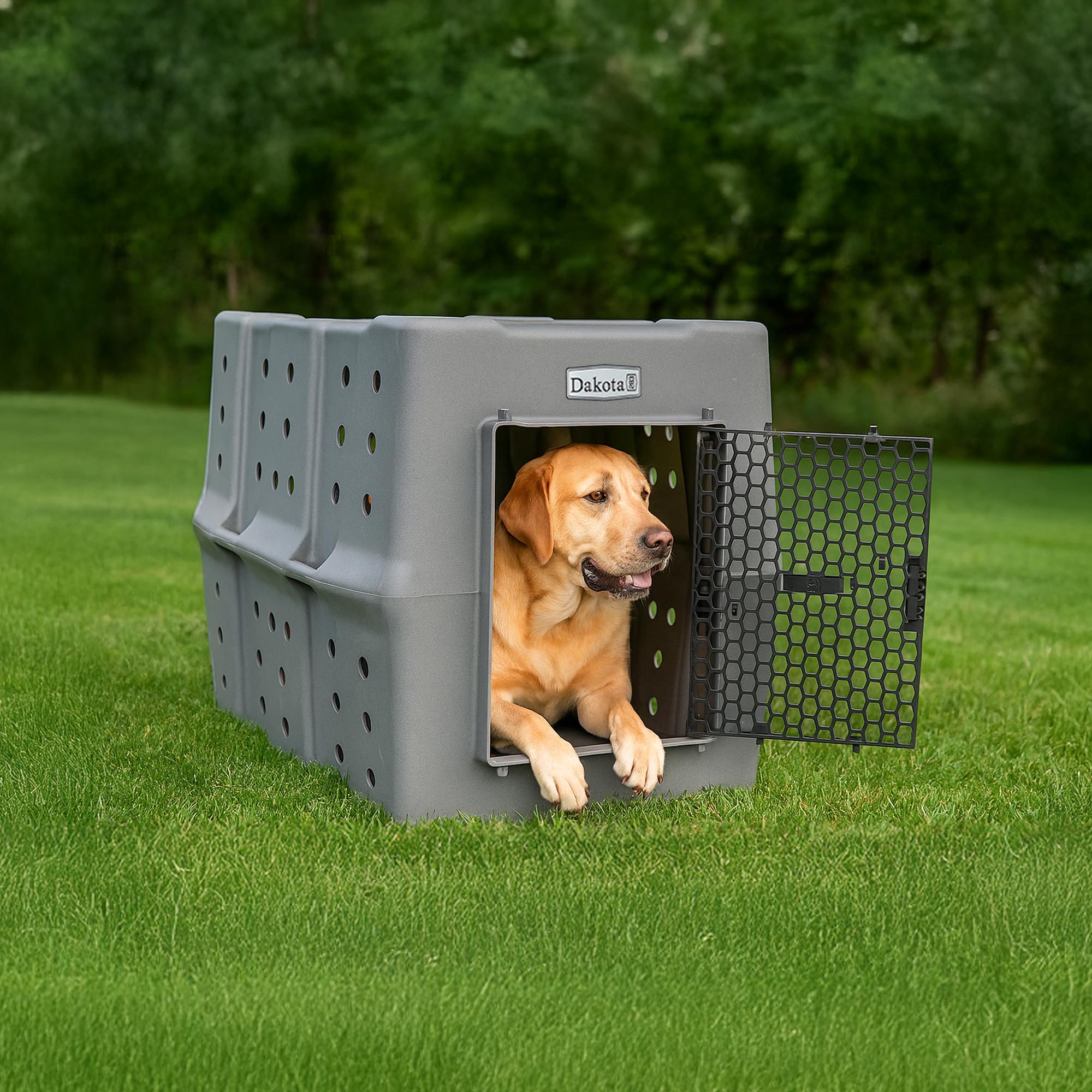 Dakota 283 Canine Rough and Tough Economy Dog Crate w/ Removable Two-Way Door - Heavy Duty Outdoor Kennel for Medium Breed Dogs (Coyote Granite, Intermediate)