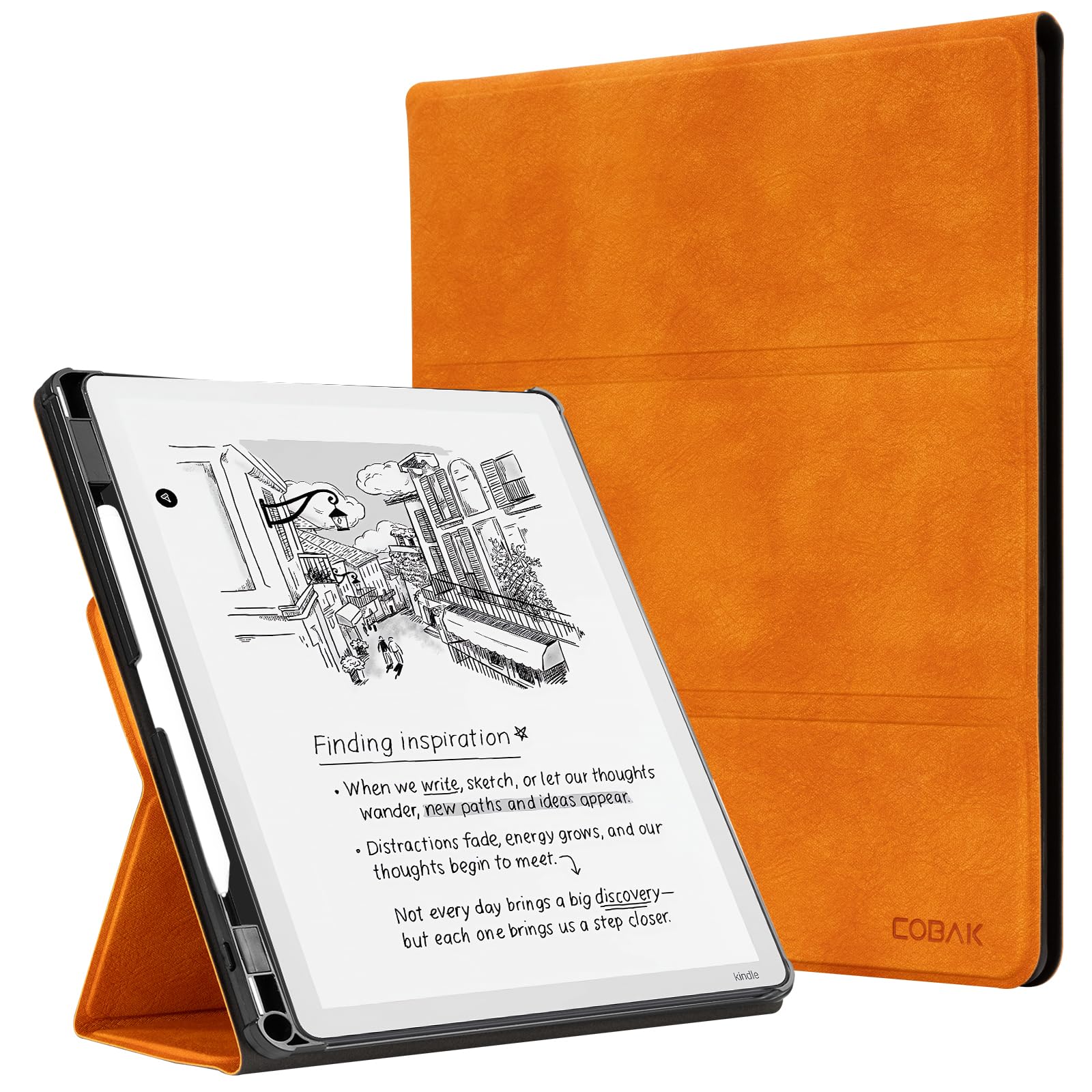 CoBak Stand Case for Kindle Scribe - Premium Folio Leather Cover with Pen Holder, Auto Sleep/Wake - Compatible with 10.2 Inch Kindle Scribe (2022/2024 Release)