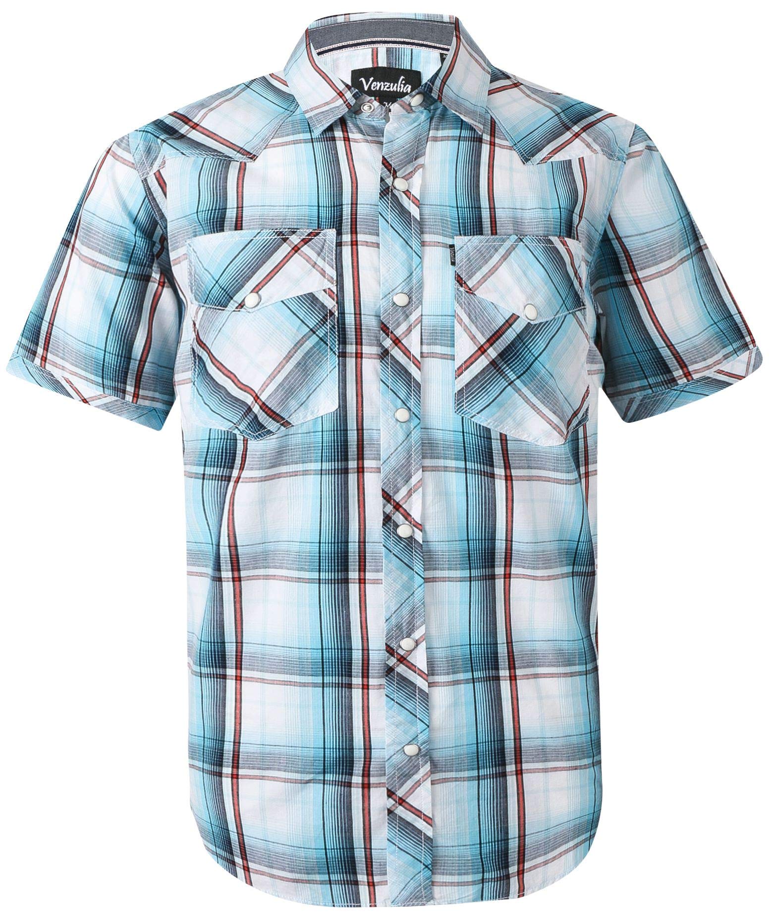 Men's Western Snap Casual Shirt Two Pocket Short Sleeve Shirt