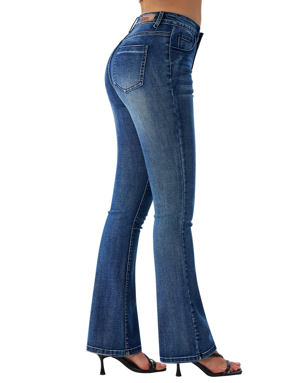 roswear Women's Trendy Stretchy Flare Jeans Mid Rise Bootcut Curvy Denim Pants