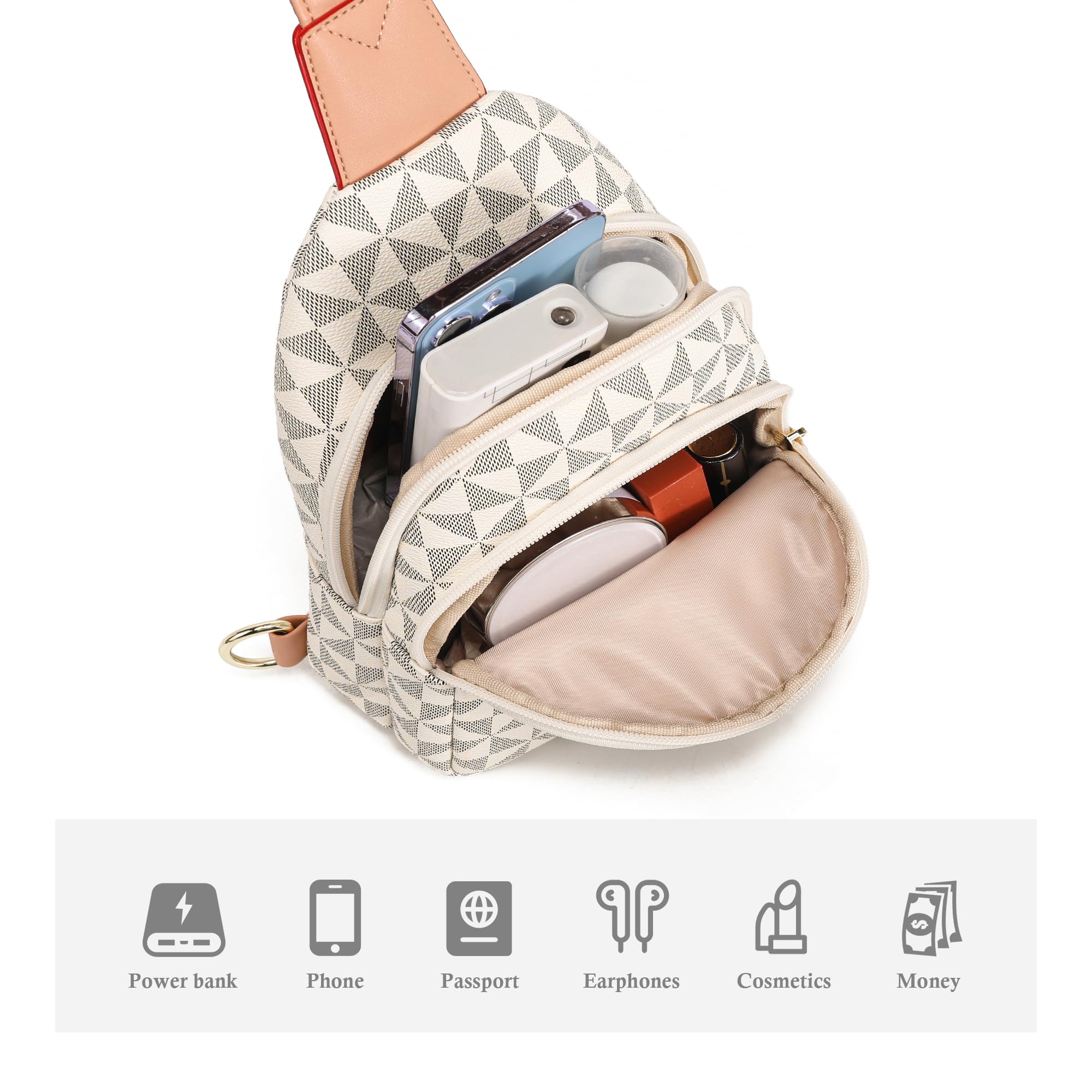 INICAT Small Crossbody Sling Bags Faux Leather Fanny Packs Purses for Women Everyday & Travel