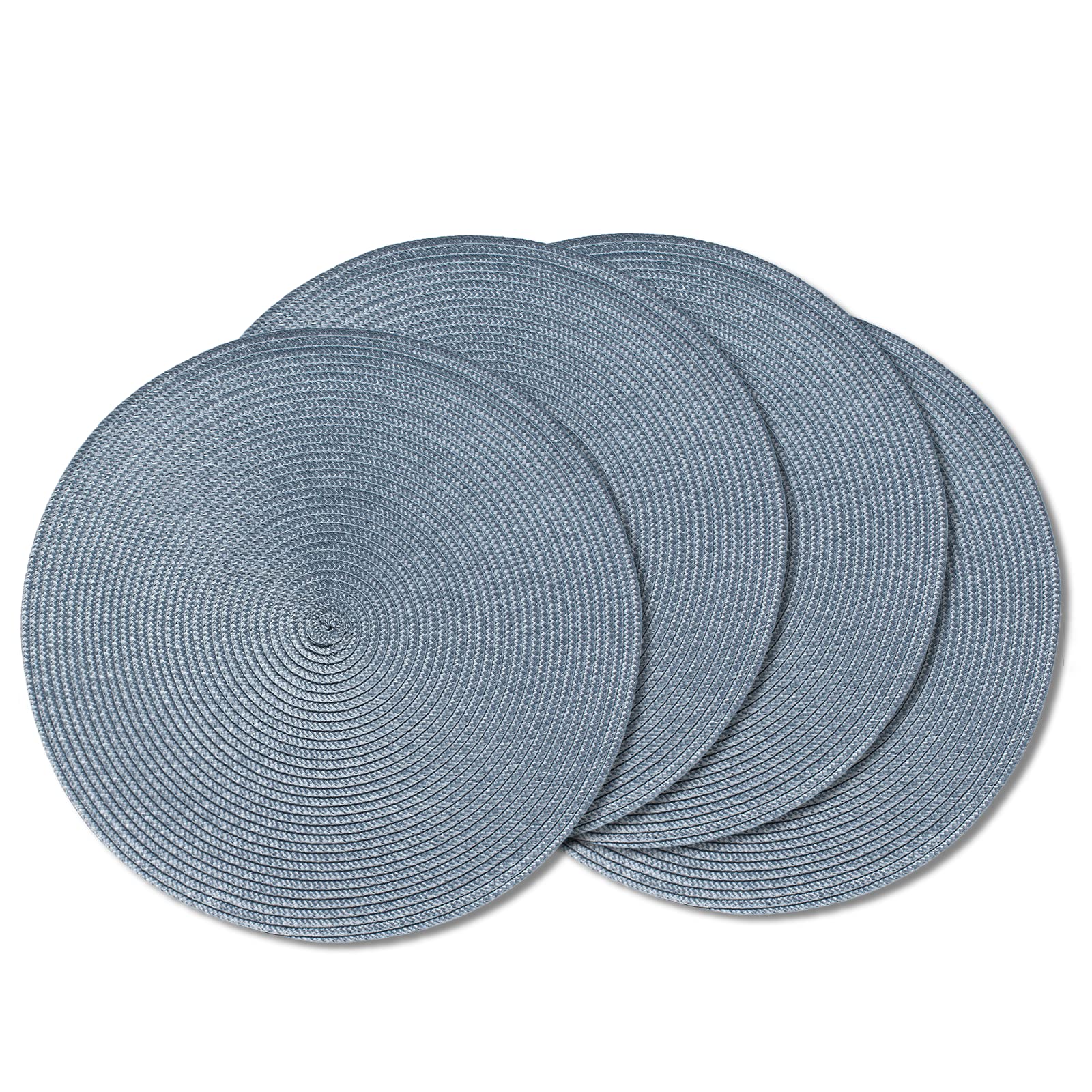 AHHFSMEI Round Placemats Set of 6 Heat Resistant Washable Non-Slip Woven Braided Table Mats for Dining Table Kitchen & Home Decor (Beige)