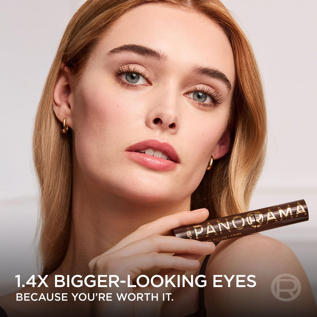 L'Oreal Paris Voluminous Panorama Mascara, Volumizing and Lengthening Formula, Longwear, Smudge-Resistant and Washable, All Night Black Mascara, 0.33 Fl Oz