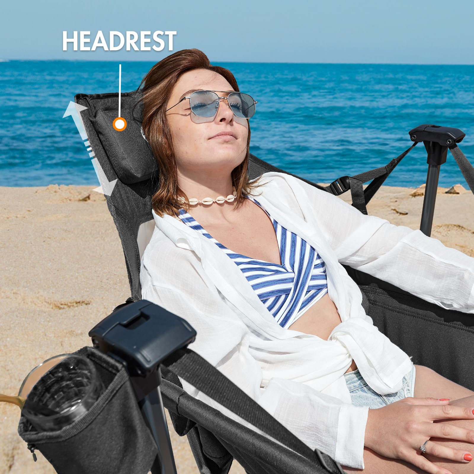 Portal Hammock Camping Chair, Portable Outdoor Swinging Chairs with Adjustable Back and Height for Lawn, Backyard, Patio, Supports 400 lbs, Breathable Mesh High Back, Blue