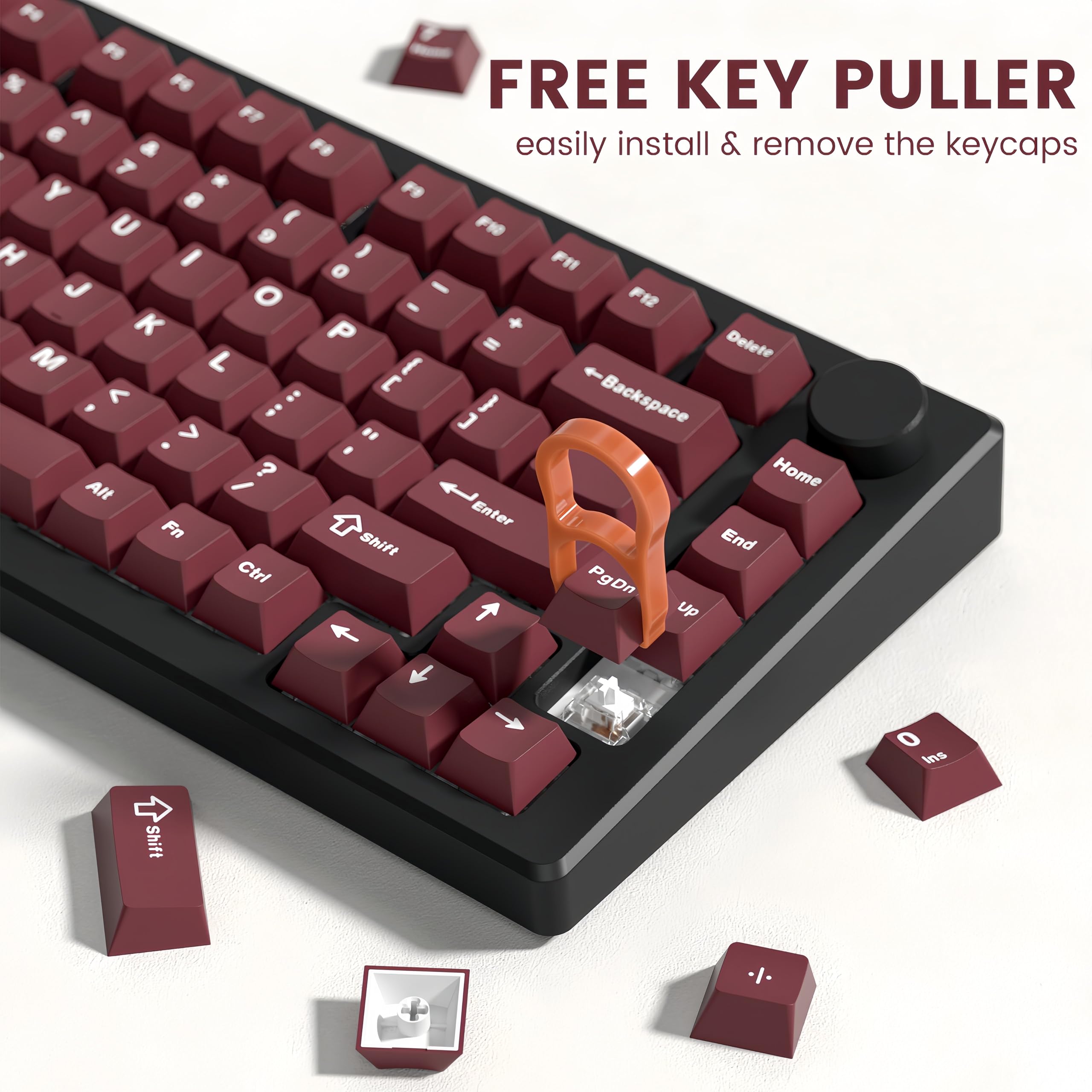dagaladoo Black Topographic keycaps Double Shot PBT keycaps Shine Through Keyboard Keys Side Printed Key caps Cherry Profile Custom keycap Set for100%, 75%, 65%, 60% US Layout Mechanical Keyboard