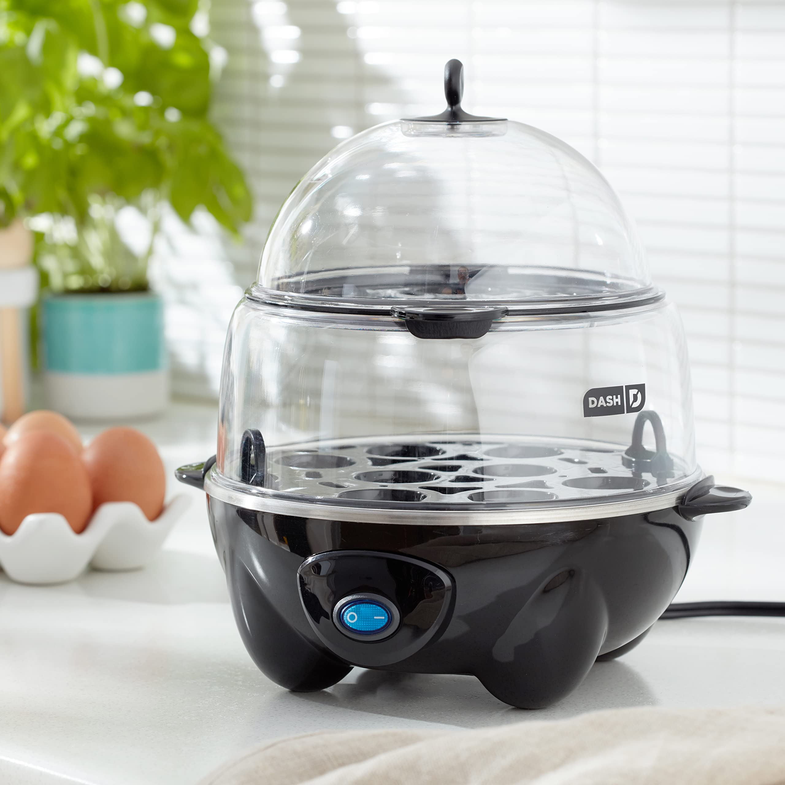 Dash Deluxe Egg Cooker - Boiler, Poacher & Steamer - Includes Measuring & Recipe Guide - Dishwasher Safe - BPA Free - Holds 12 Eggs, Aqua
