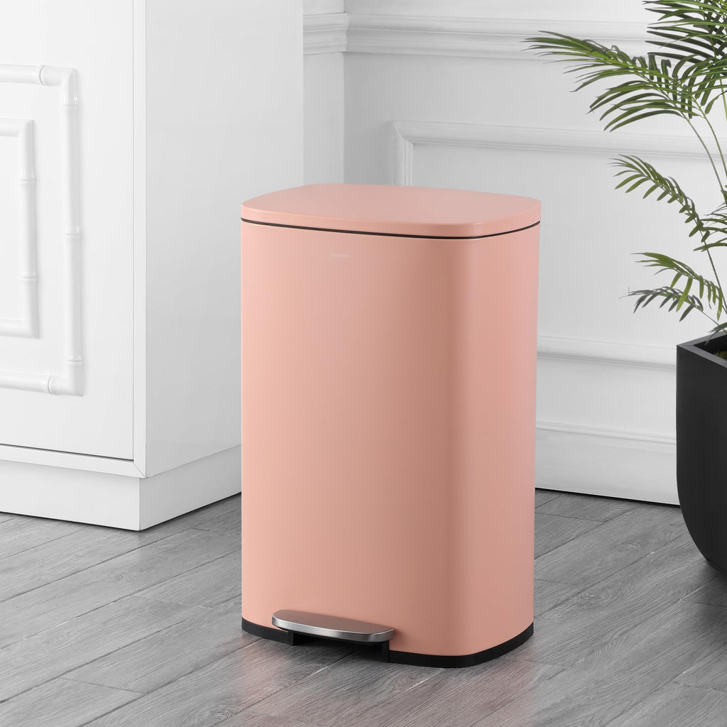 happimess HPM1006B Connor Rectangular 13-Gallon Trash Can with Soft-Close Lid and Free Mini Trash Can, Fingerprint Resistant, Modern, Minimalistic for Home, Kitchen, Office, Bathroom, Black
