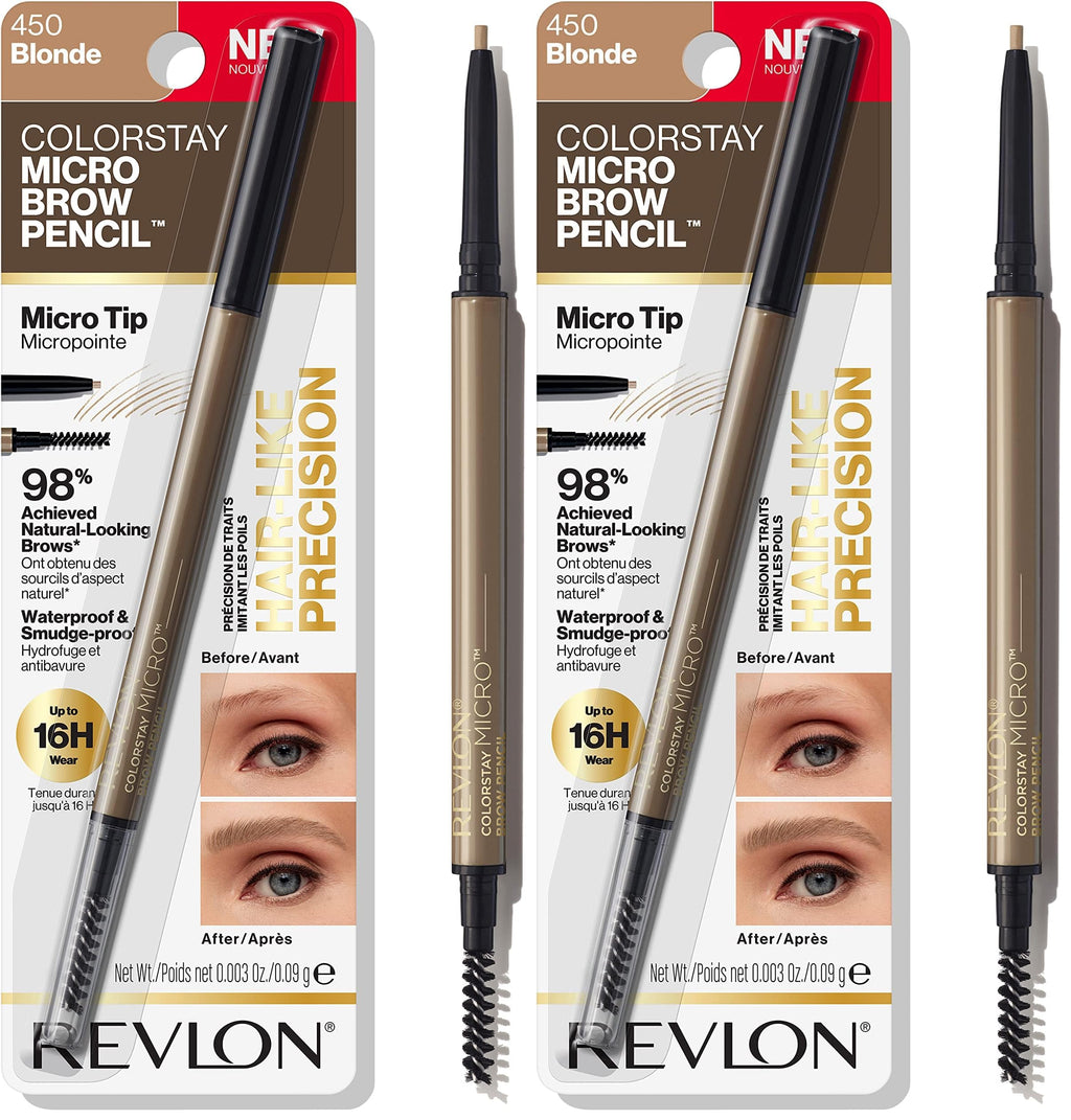 Revlon ColorStay Micro Eyebrow Pencil with Built In Spoolie Brush, Infused with Argan and Marula Oil, Waterproof, Smudgeproof, 451 Ash Blonde, 0.003 oz