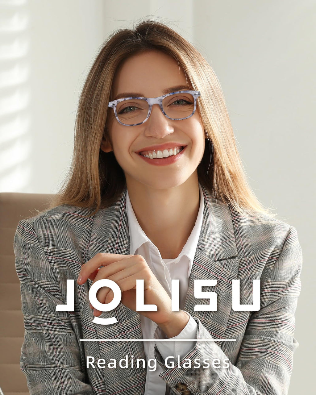 JOLISU Reading Glasses For Women - 5 Pack Stylish Readers For Womens Men Spring Hinge Eyeglasses -Blue Light Blocking Protection Frame (0.50)