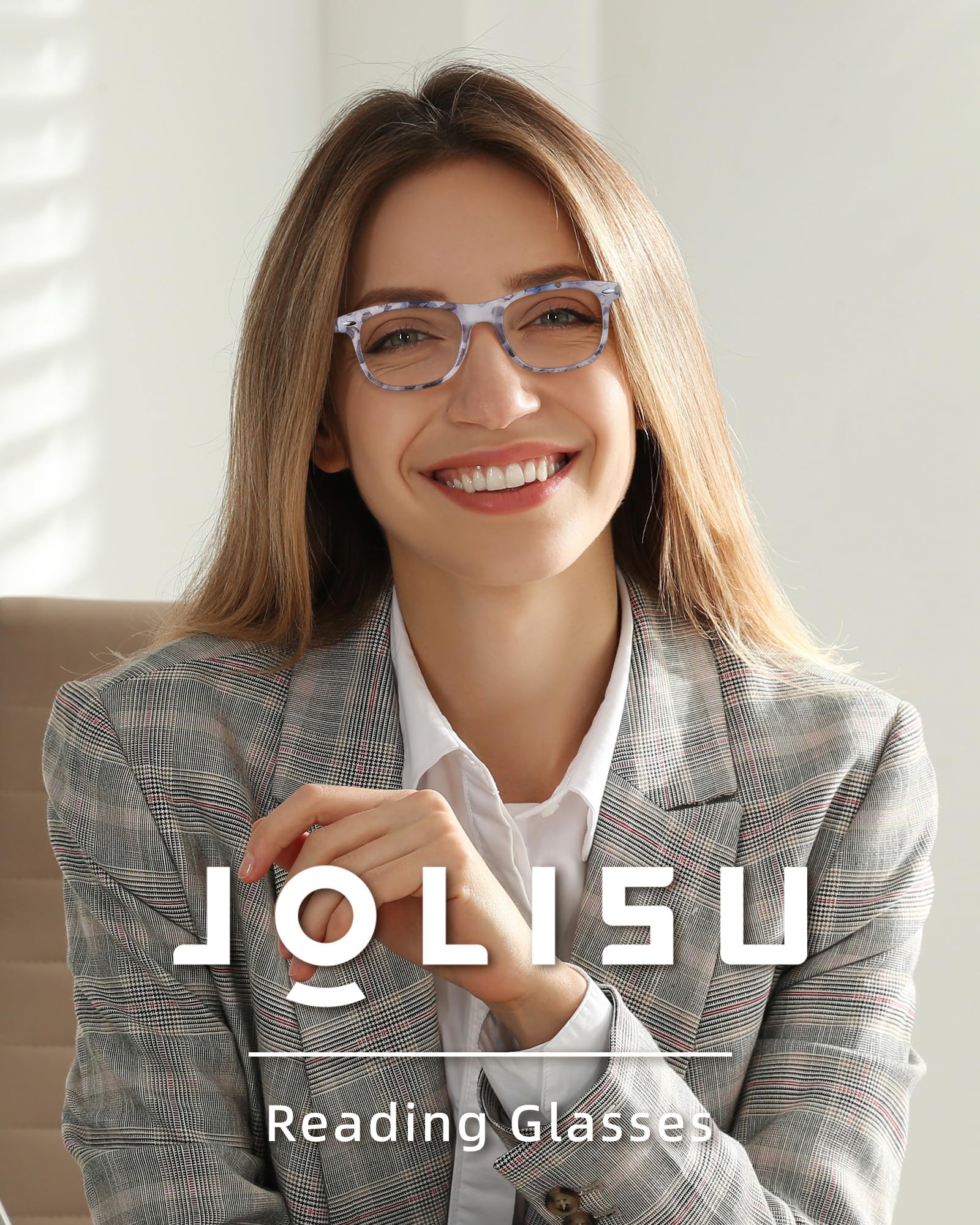 JOLISU Reading Glasses For Women - 5 Pack Stylish Readers For Womens Men Spring Hinge Eyeglasses -Blue Light Blocking Protection Frame (0.50)