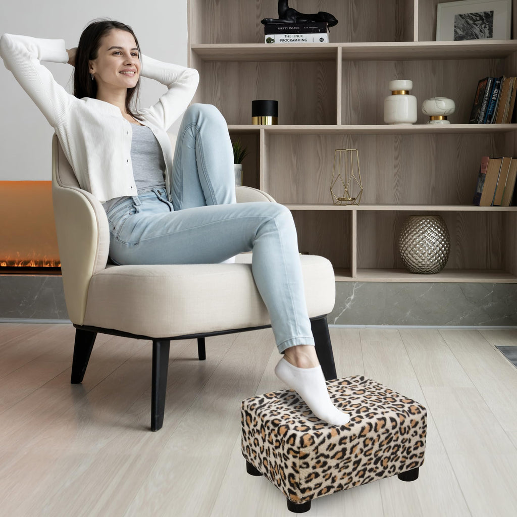 CAROLMADE Small Foot Stool Ottoman Footstool with Legs Under Desk Footrest for Living Room Bedroom and Office, Black