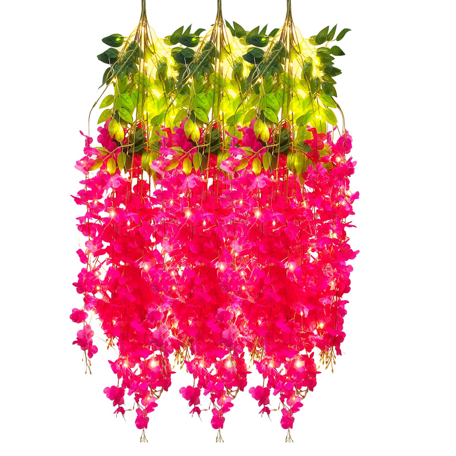 5 Pack Pink Wisteria Hanging Flowers Garland, 3.77 Feet Artificial Flower Vines, Fake Wisteria, Artificial Vines Hanging Garland for Backdrop Outdoor Yard Garden Decor