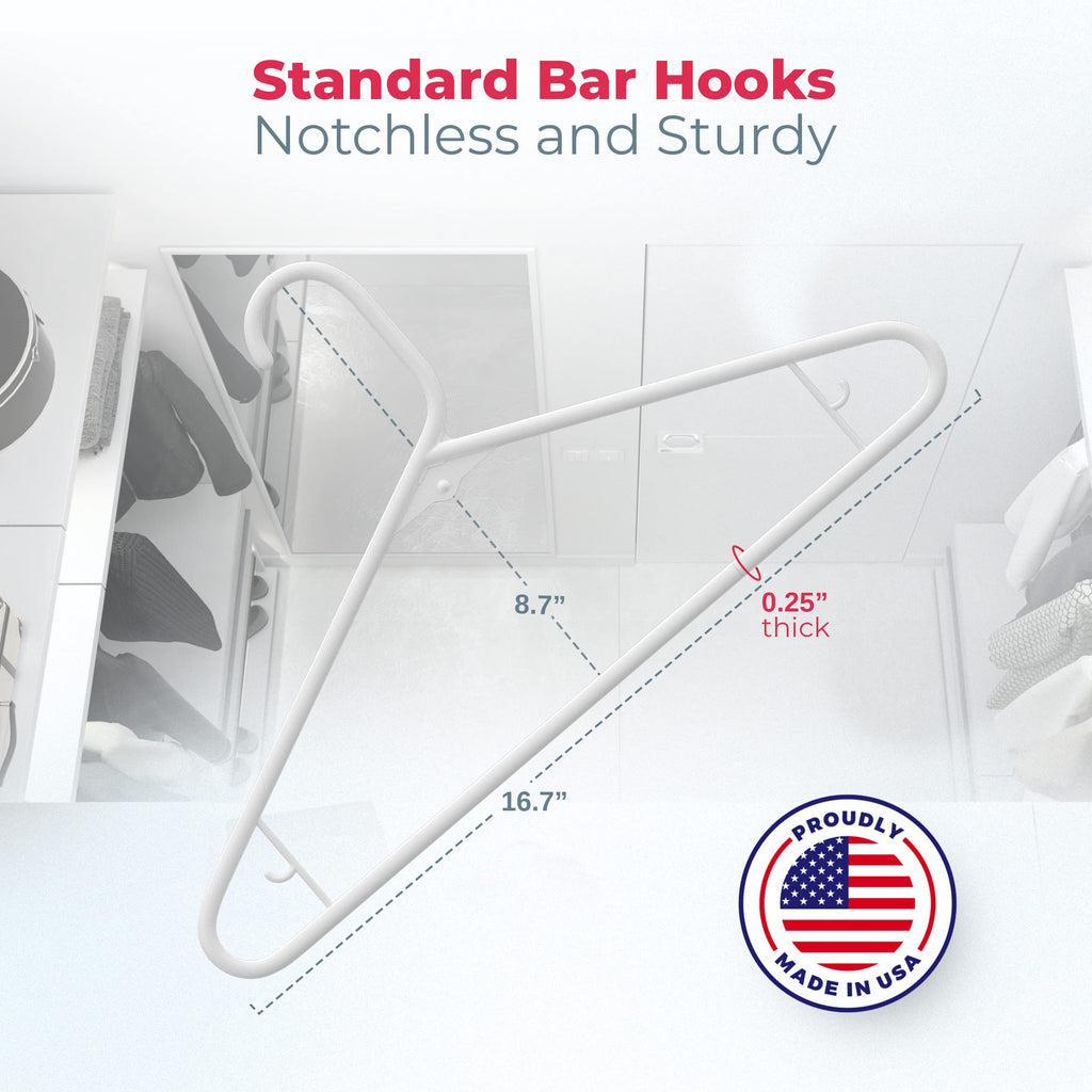 Plastic Hangers 15 Pack – Made in The USA – 6lb Capacity Standard Clothes Hangers with Strap Hooks for Dresses, Lingerie, Shirts, Pants, and Jackets – Black