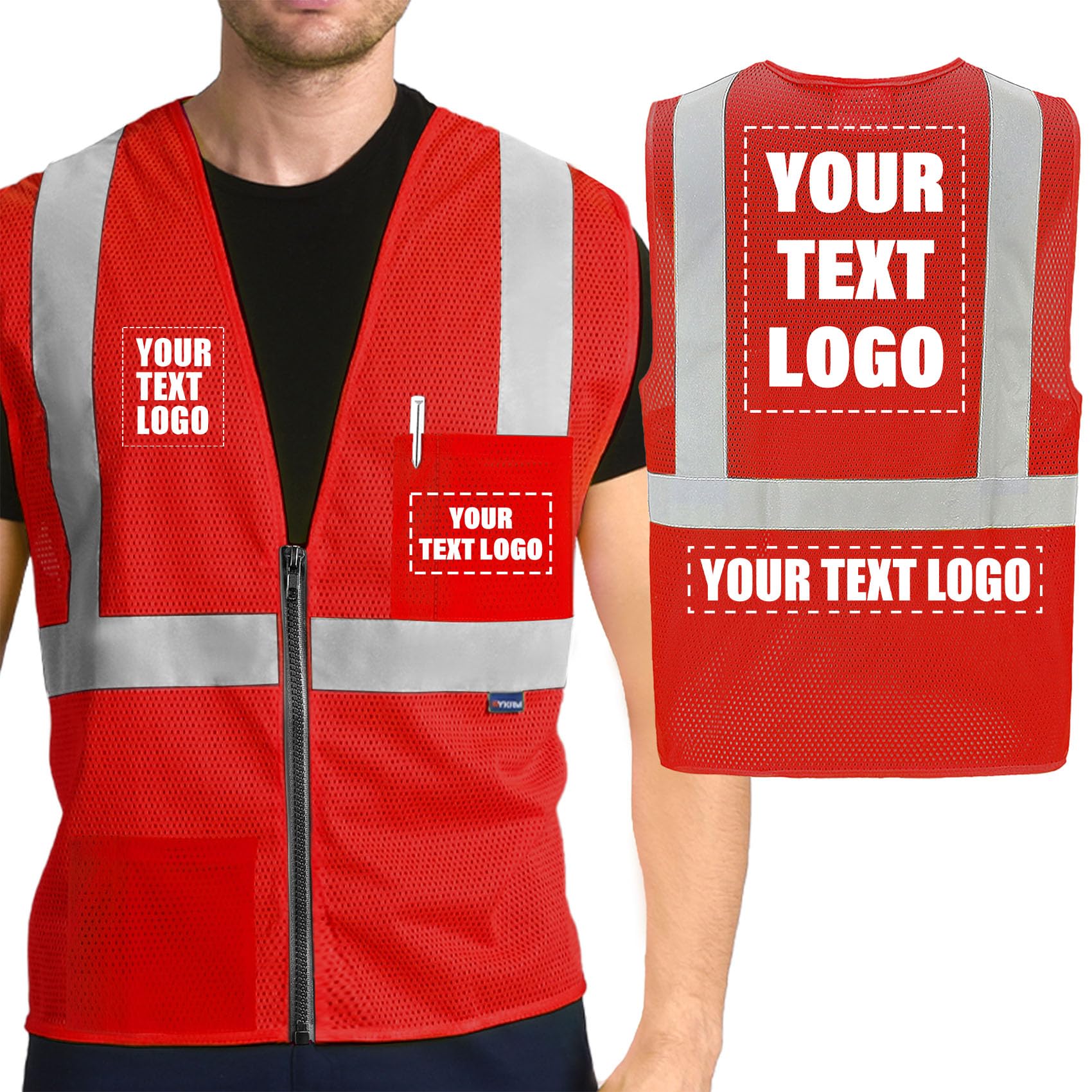 AYKRM 2 Pocket Mesh High Visibility Reflective Safety Vest for men & Women ANSI/ISEA 107 Standards