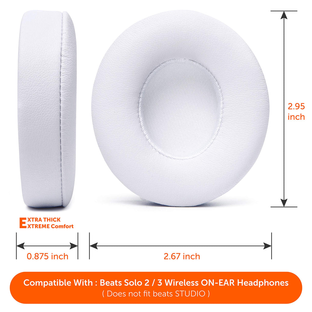 WC Extra Thick Replacement Earpads for Beats Solo 2 & 3 by Wicked Cushions - Ear Pads for Beats Solo 2 & 3 Wireless ON-Ear Headphones - Soft Leather, Luxury Memory Foam, Strong Adhesive | 90's Black