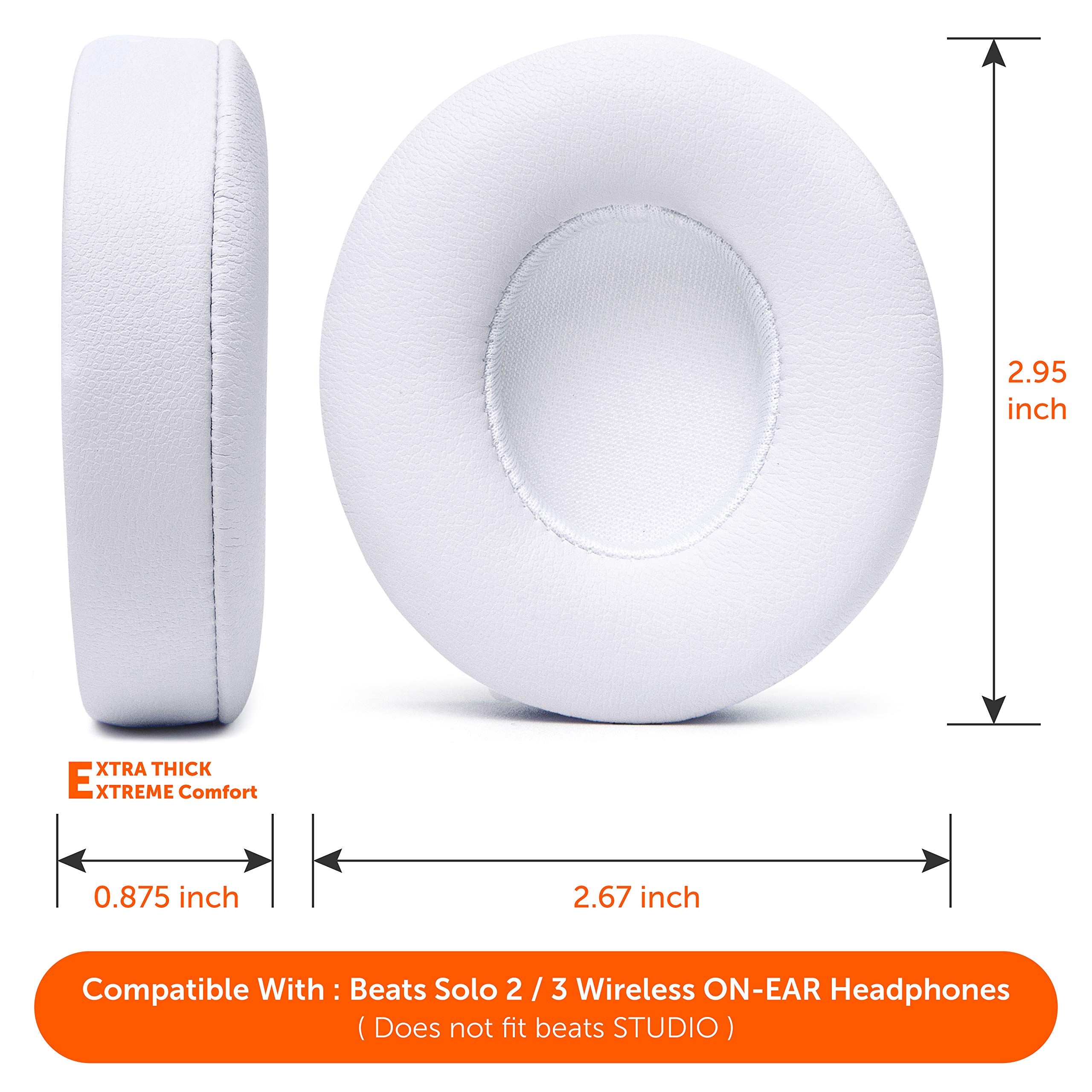 WC Extra Thick Replacement Earpads for Beats Solo 2 & 3 by Wicked Cushions - Ear Pads for Beats Solo 2 & 3 Wireless ON-Ear Headphones - Soft Leather, Luxury Memory Foam, Strong Adhesive | 90's Black