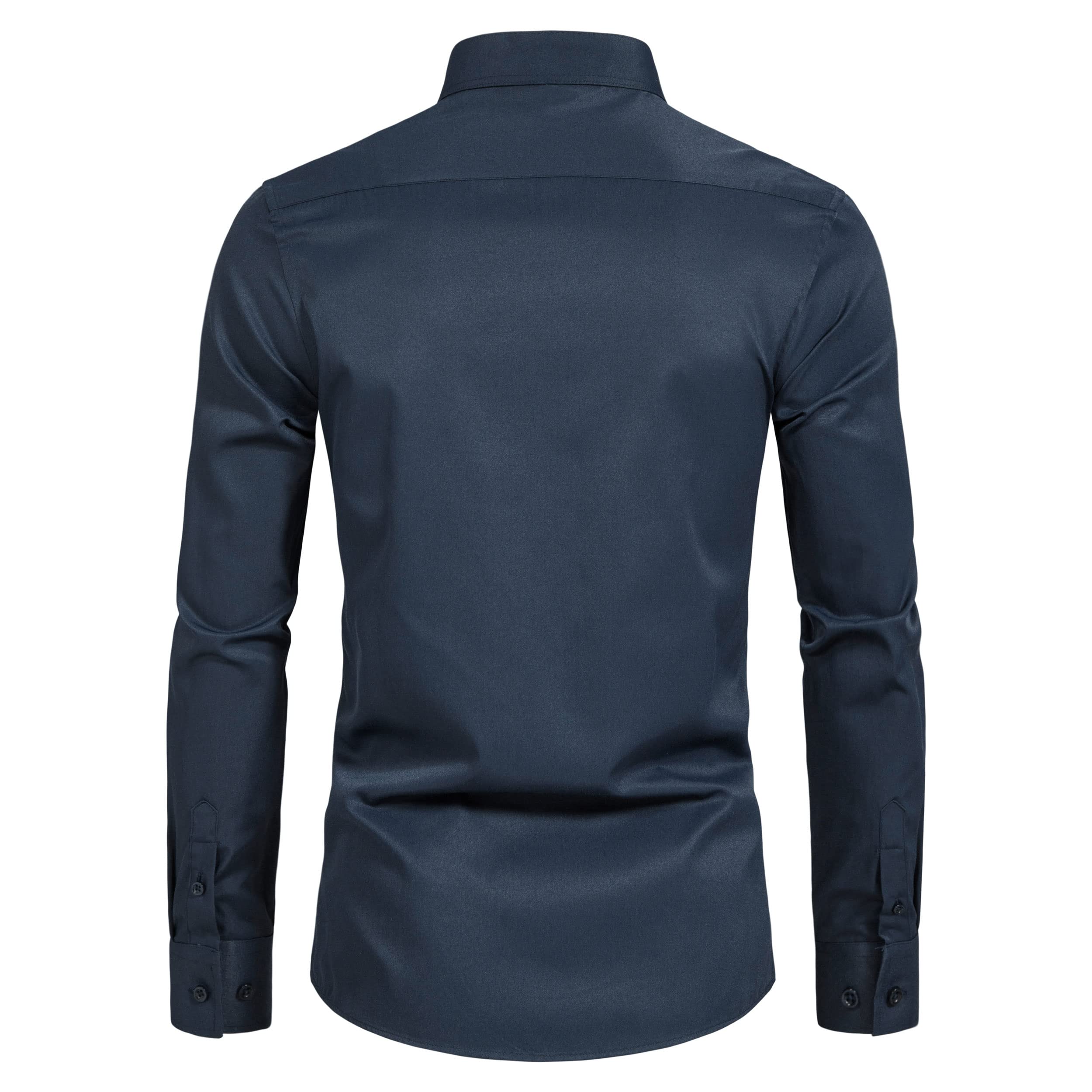 Men’s Banded Collar(Mandarin Collar) Long Sleeve Casual Solid Fancy Dress Shirts