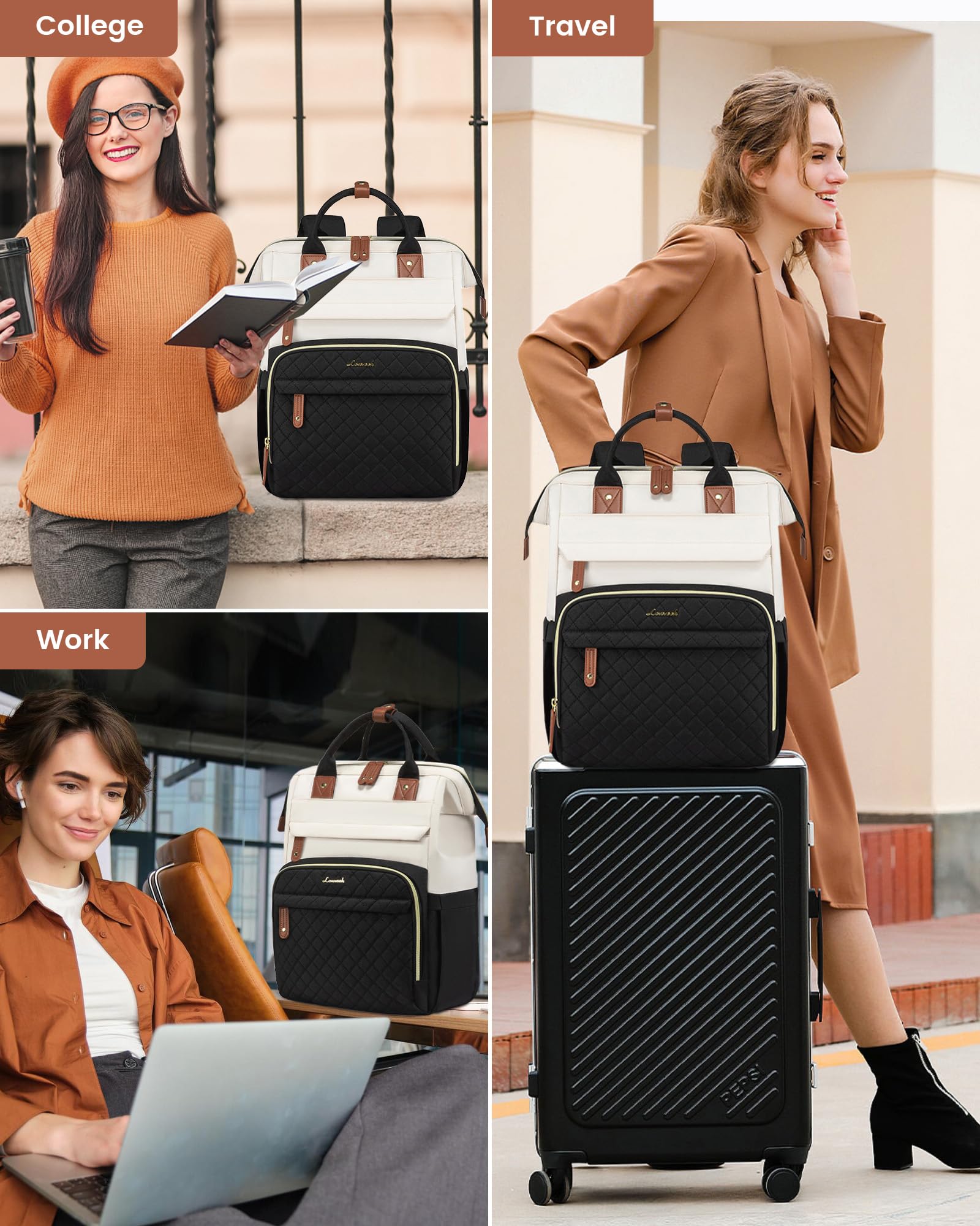 LOVEVOOK Laptop Backpack for Women, 15.6 inch Waterproof Nurse Bag Teacher Work Backpack Purse for Women, Travel Computer Backpack for College Office Business Ladies