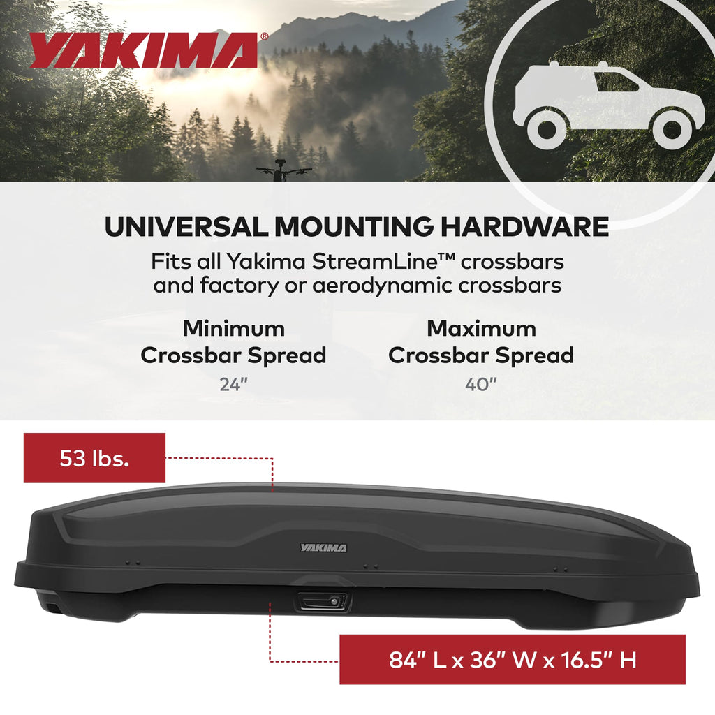 Yakima SkyBox NX 16 LG Rooftop Cargo Carrier, Hard Top Shell Box with SKS Lock, Fits Streamline Crossbars, 16 Cubic Feet, Black - Car and SUV Roof Storage for Luggage and Travel Accessories
