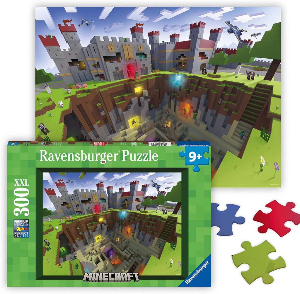 Ravensburger - Minecraft Cutaway - 300 Piece Jigsaw Puzzle - XXL Pieces for Easier Assembly - Exciting, Colorful Cross-Section Image - Premium Quality - Ideal Gift - Screen-Free Fun - Children Age 9+