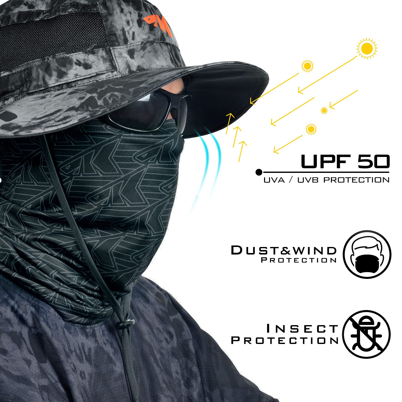 KastKing Sol Armis Neck Gaiter - UPF 50 Face Mask - UV Sun Protection Mask for Men & Women, Fishing, Hiking