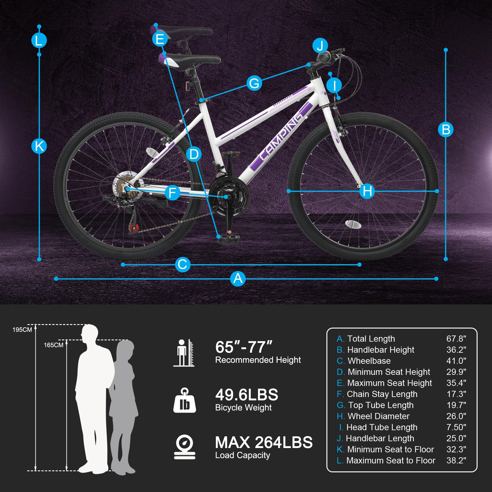 CamPingSurvivals 20/24/26 Inch Mountain Bike for Men/Women,Adult Bicycle | Professional 7or21 Speed Shifting, Dual Disc/V Brakes, Suspension Fork, Comfort Saddle, All-Terrain Tires & Pretty Look