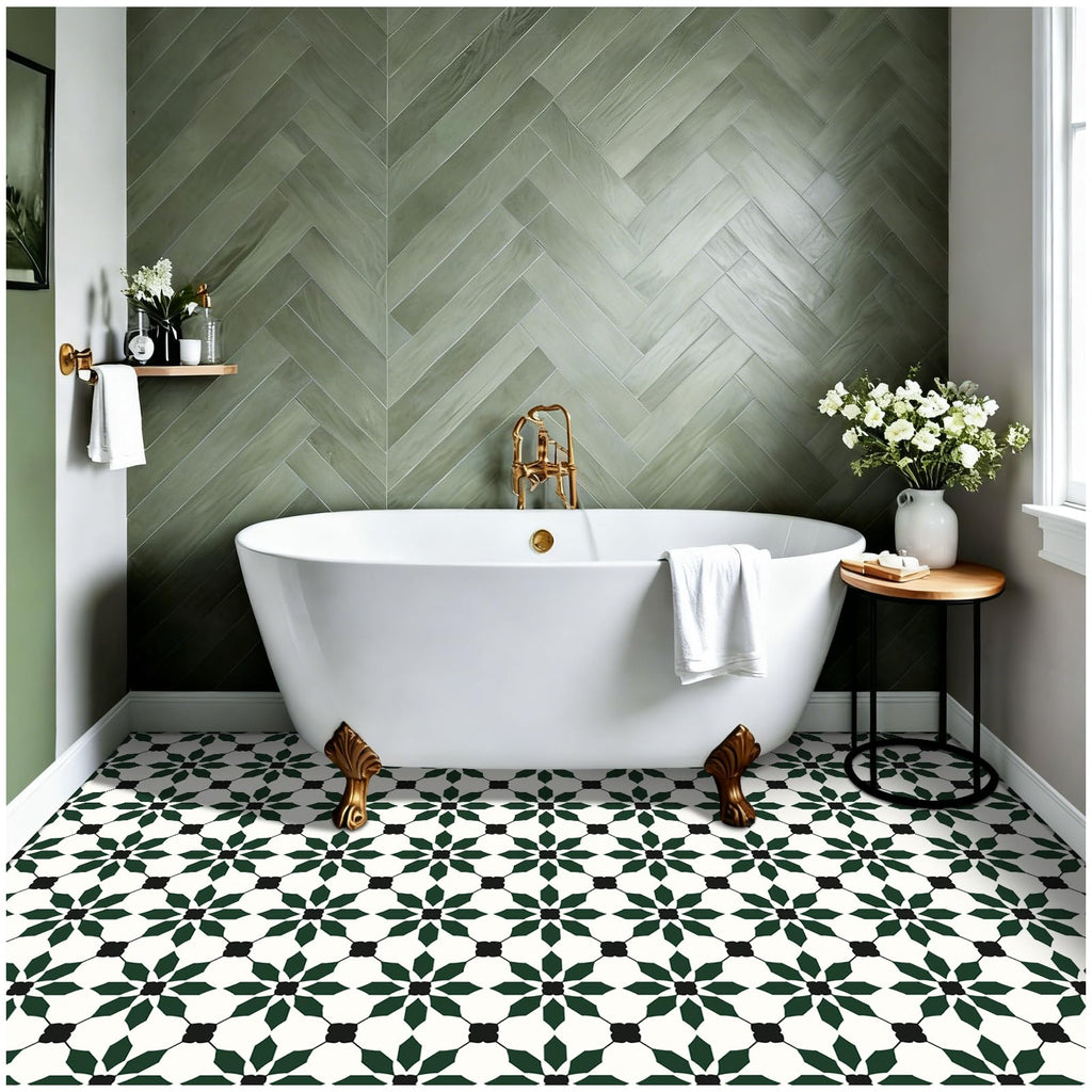 MORCART Peel and Stick Floor Tile, Self-Adhesive DIY Vinyl Flooring, Removable and Waterproof Tile Sticker for Bathroom, Kitchen, Wall, Bedroom, Stairs (20PCS,7.87" x 7.87",Aqua Blue)