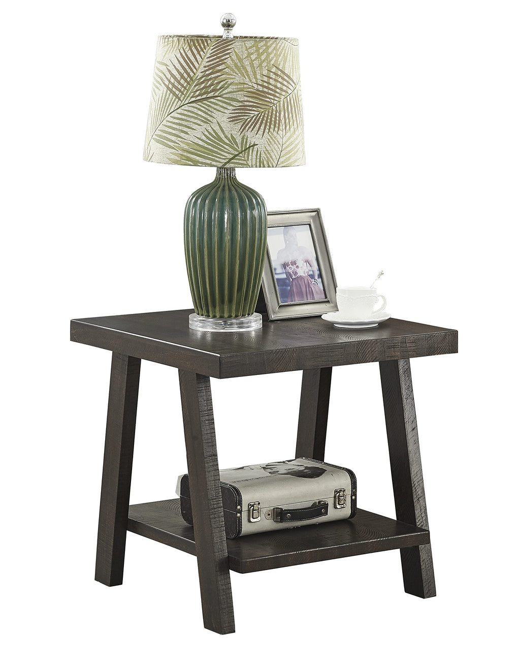 Roundhill Furniture Athens Contemporary Replicated Wood Shelf End Table in Black Finish