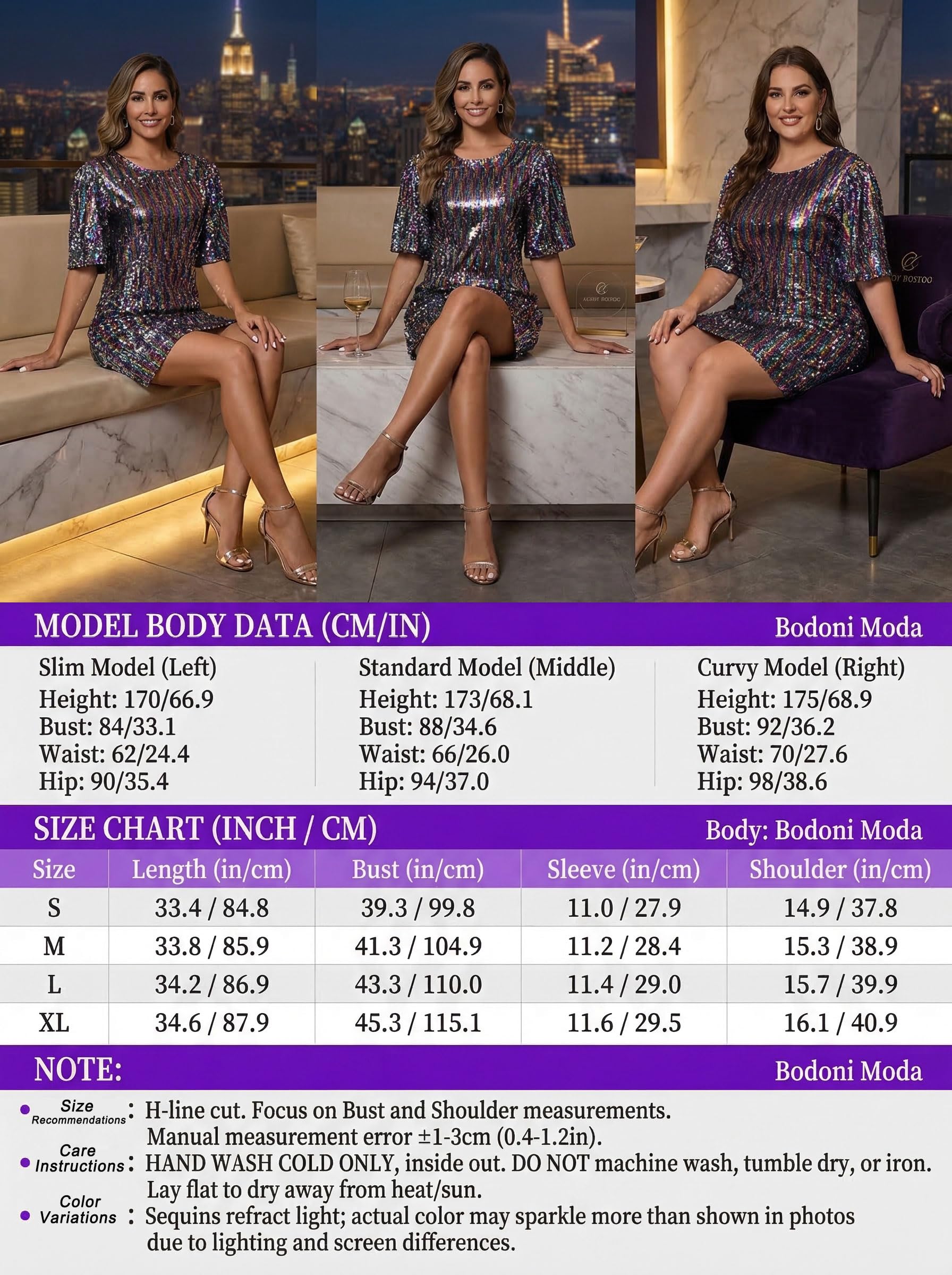 Women's Crew Neck Sequin Dress for Women Sexy V Neck Shirt Dress Sparkly Half Sleeve Loose Party Club Cocktail Dress