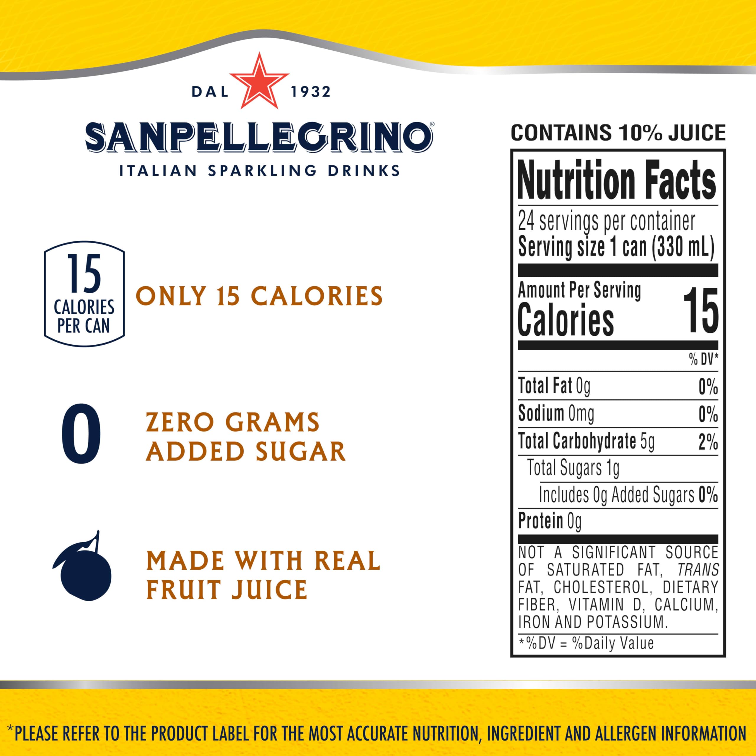 Sanpellegrino Zero Grams Added Sugar Pomegranate & Orange Italian Sparkling Drink, 24 Pack Of 11.15 Fl Oz Cans, Sanpellegrino Italian Sparkling Drinks, Low-Calorie Fruit Juice Beverages