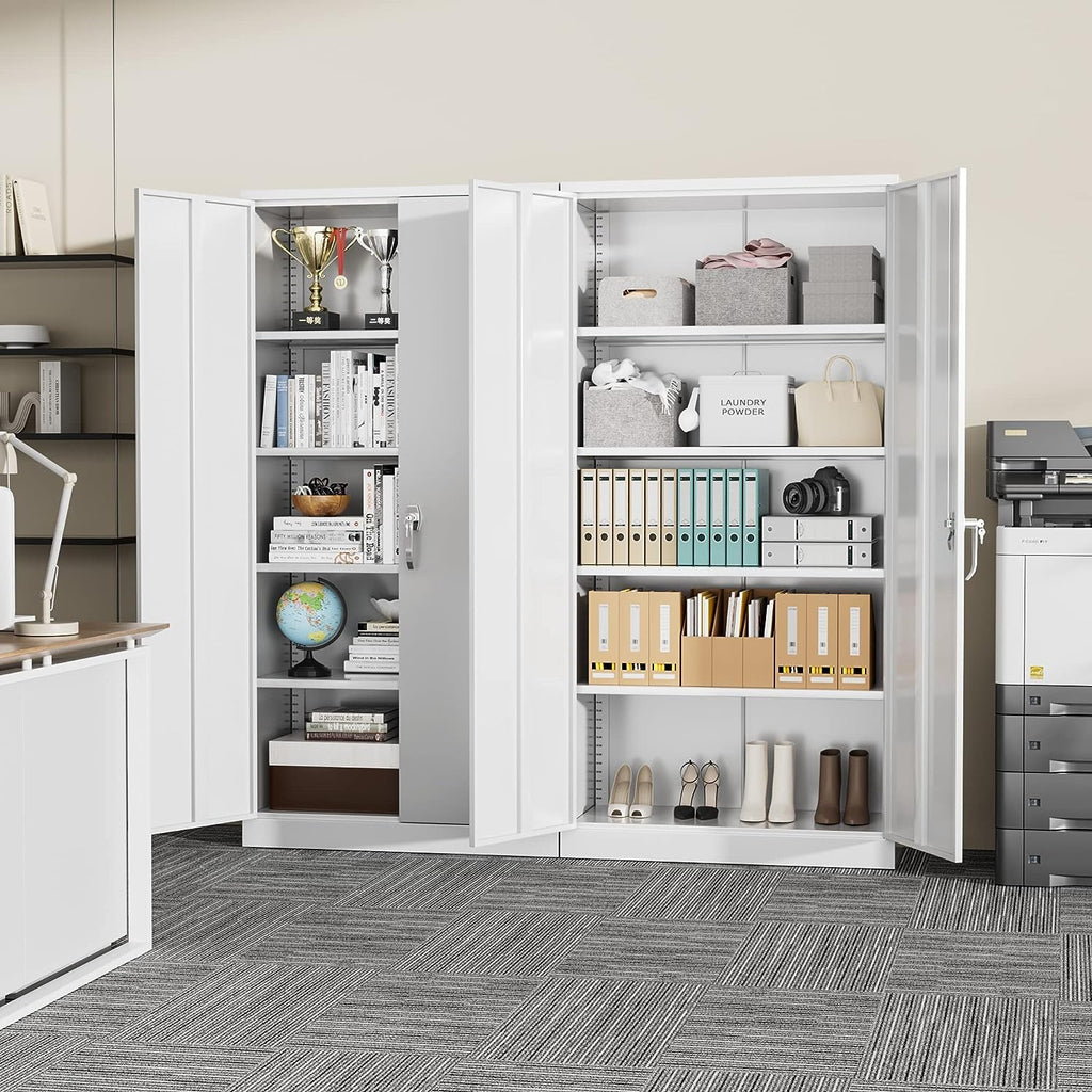 Greenvelly Metal Storage Cabinet, 36" Locking Storage Cabinet with Doors and Shelves, Lockable Storage Cabinets for Home Office, Utility Locker Cabinet, Steel Garage Cabinet with 2 Keys, Black