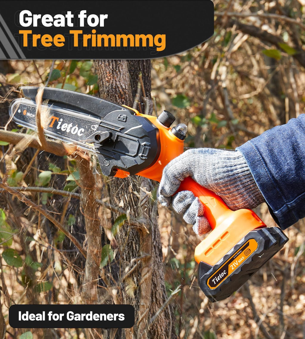Tietoc Chainsaw 6 Inch Mini Electric Chainsaw Cordless Battery Powered, Hand Held Saw for Wood/Trees Trimming, Tools for Household and Garden, Chain Saw Gift for Men Dad Husband Fathers Gardener 2026