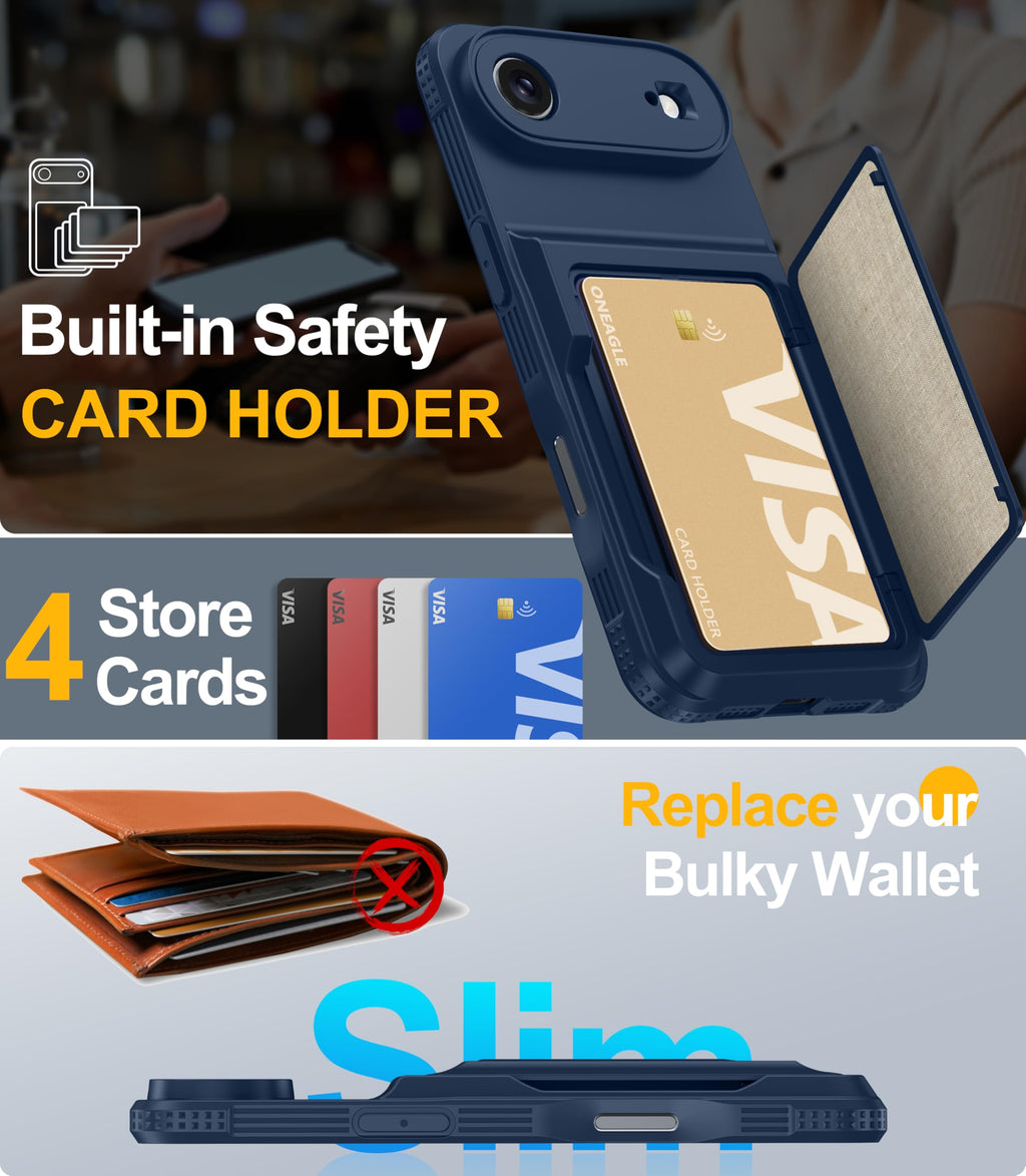 Oneagle Wallet for iPhone 16 Pro Max Case with Card Holder (4-5 Cards) [RFID Blocking] [Privacy Screen Protector] Full Camera Protection & Kickstand, 15FT Shockproof Phone Case for iPhone 16 Pro Max